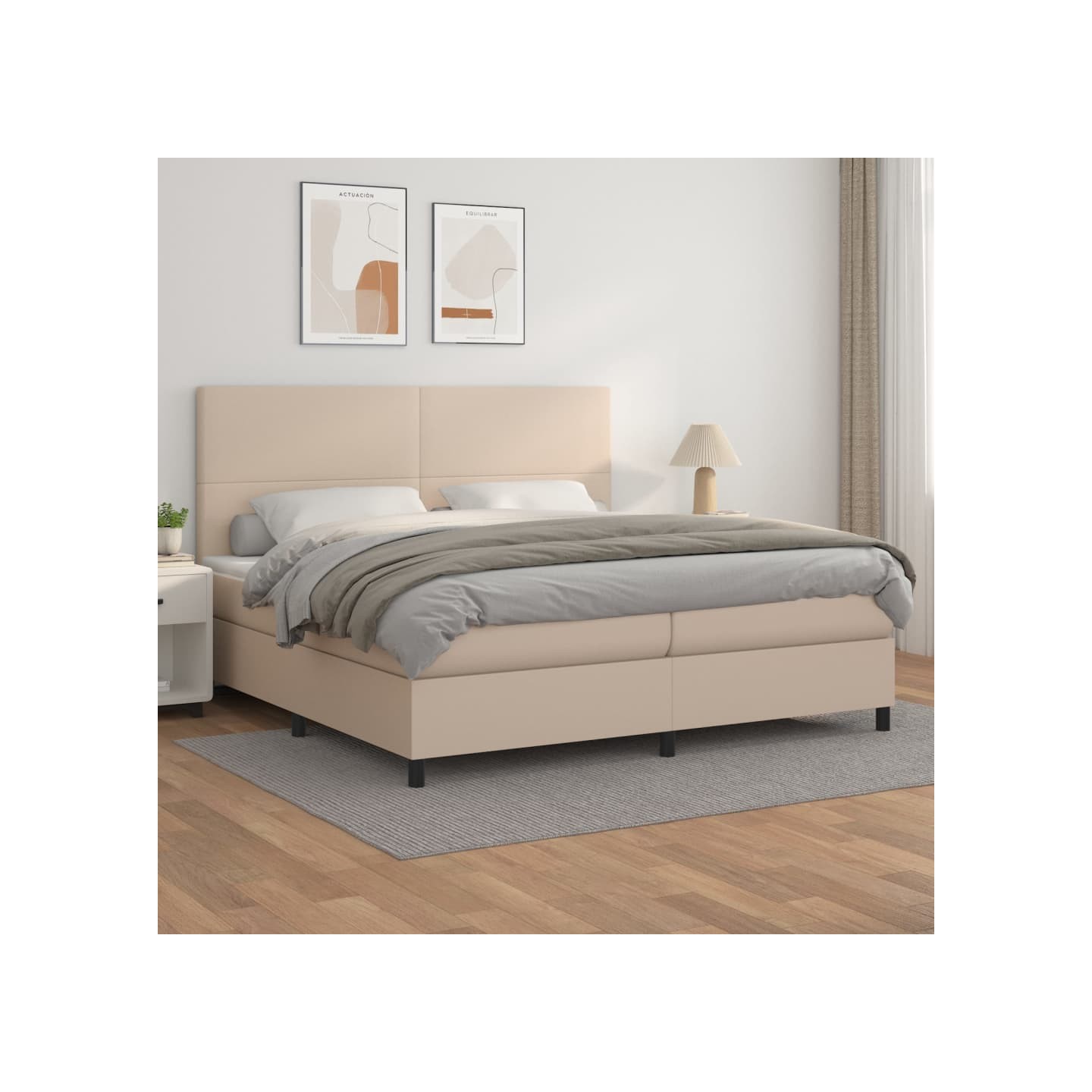 Sommier à lattes de lit avec matelas Cappuccino 200x200 cm