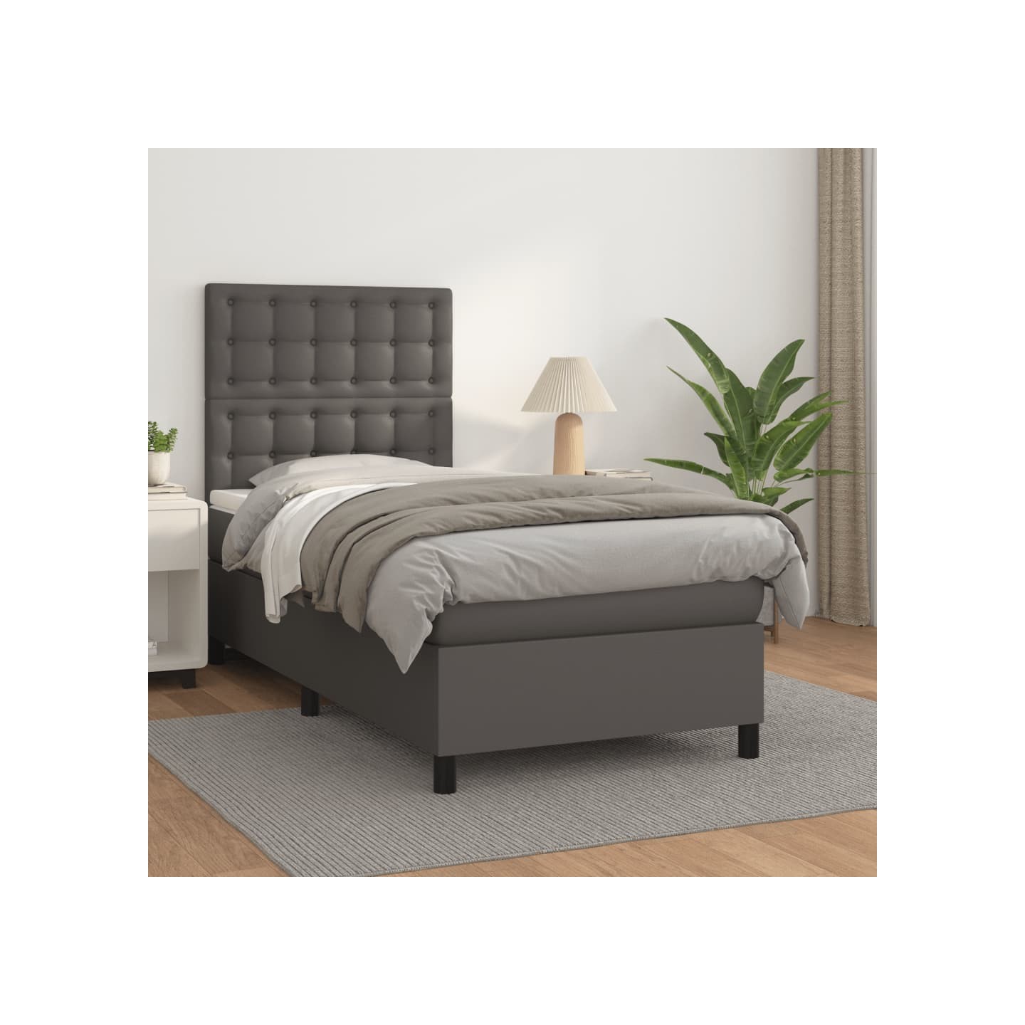 Sommier à lattes de lit avec matelas Gris 80x200 cm Similicuir