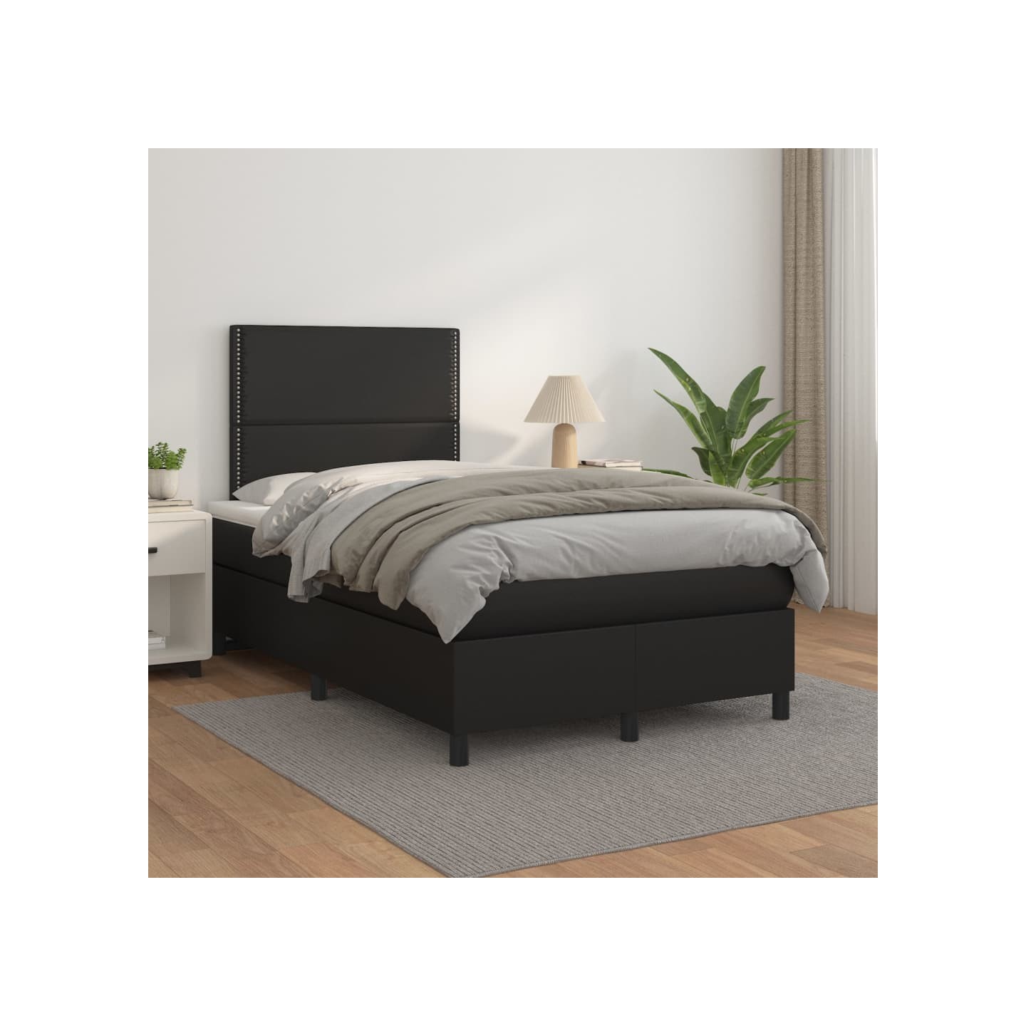 Sommier à lattes de lit matelas Noir 120x200 cm Similicuir