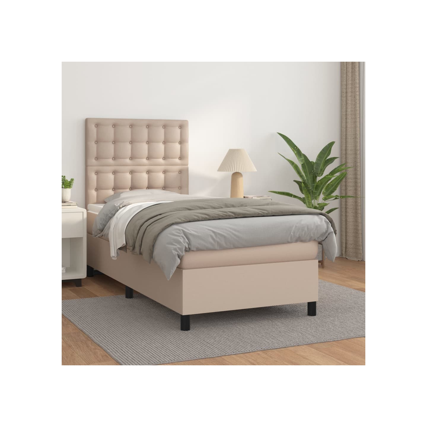 Sommier à lattes de lit avec matelas Cappuccino 80x200 cm