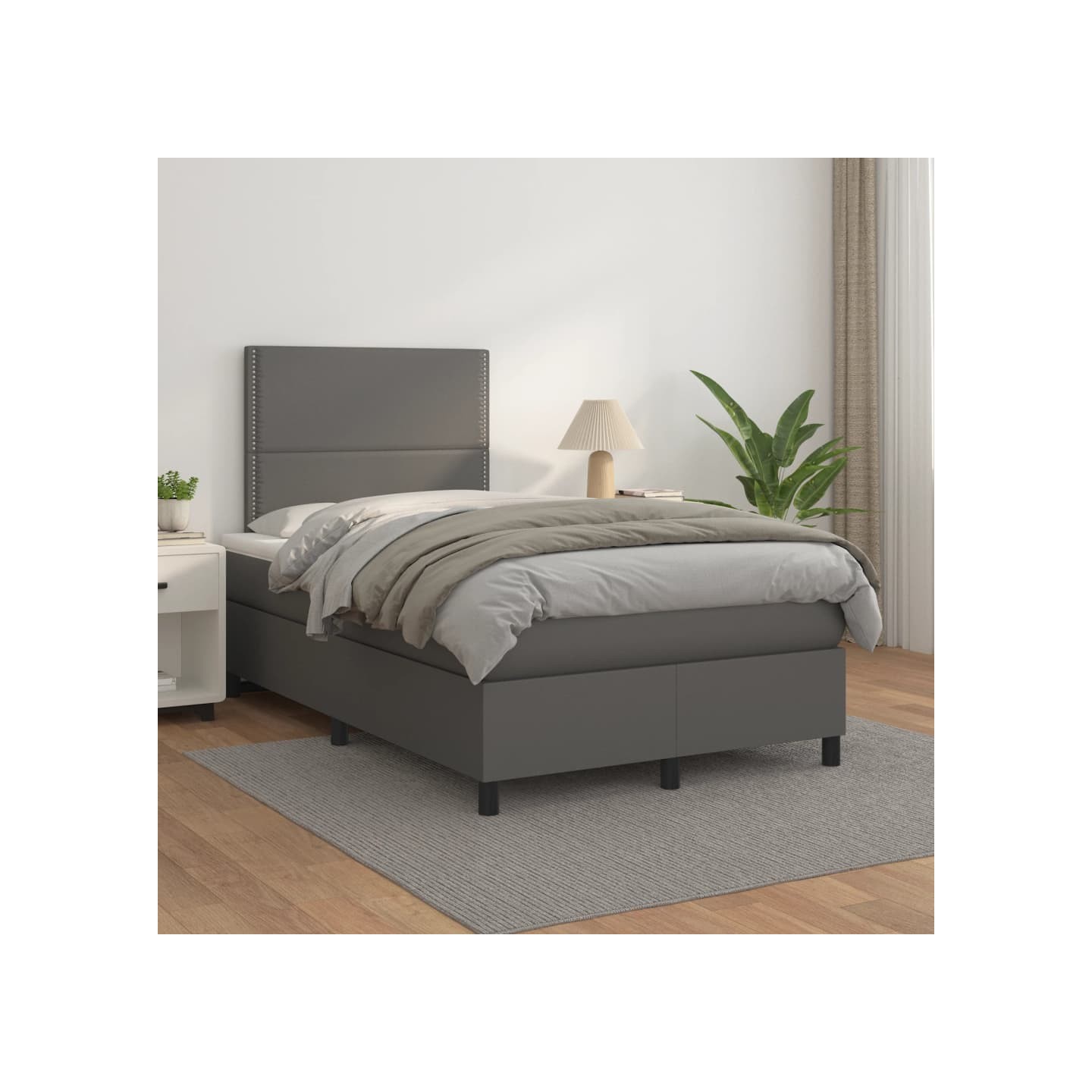 Sommier à lattes de lit avec matelas Gris 120x200 cm Similicuir