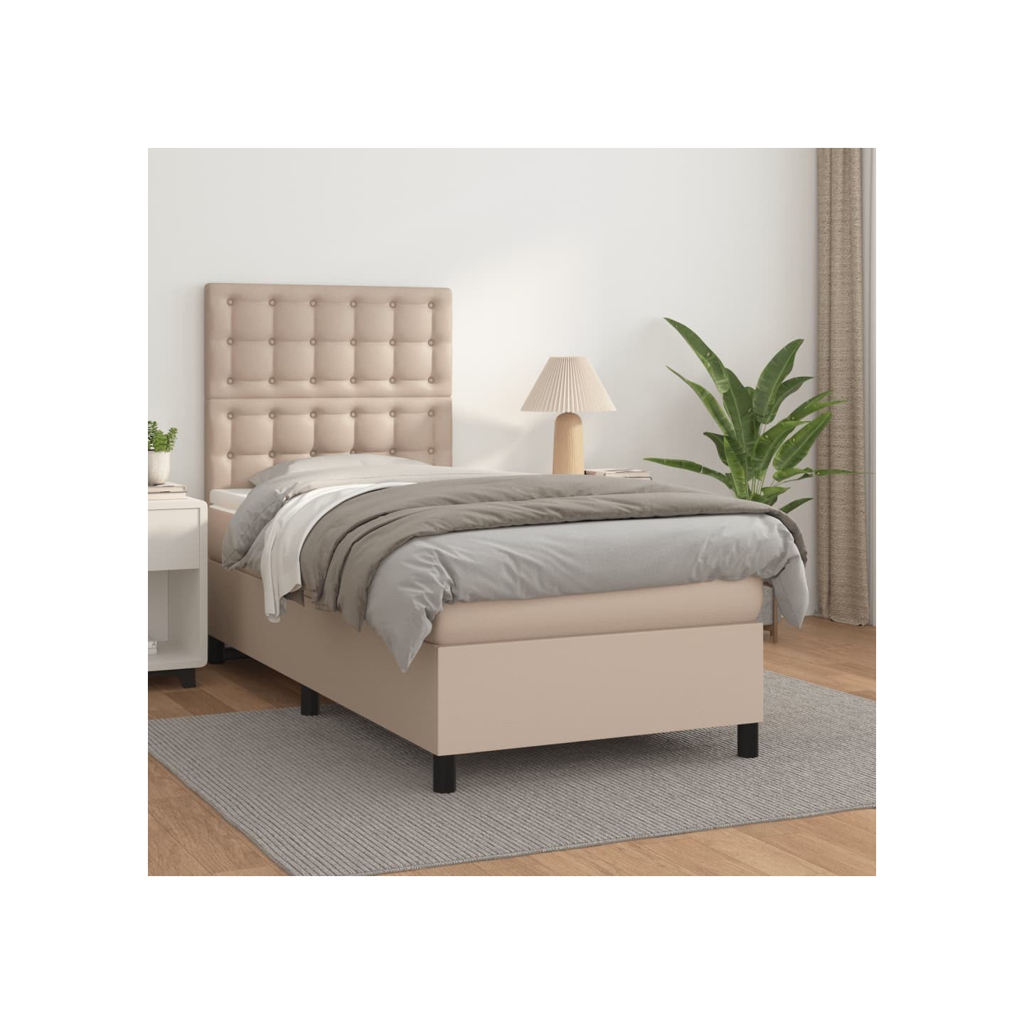 Sommier à lattes de lit avec matelas Cappuccino 100x200 cm