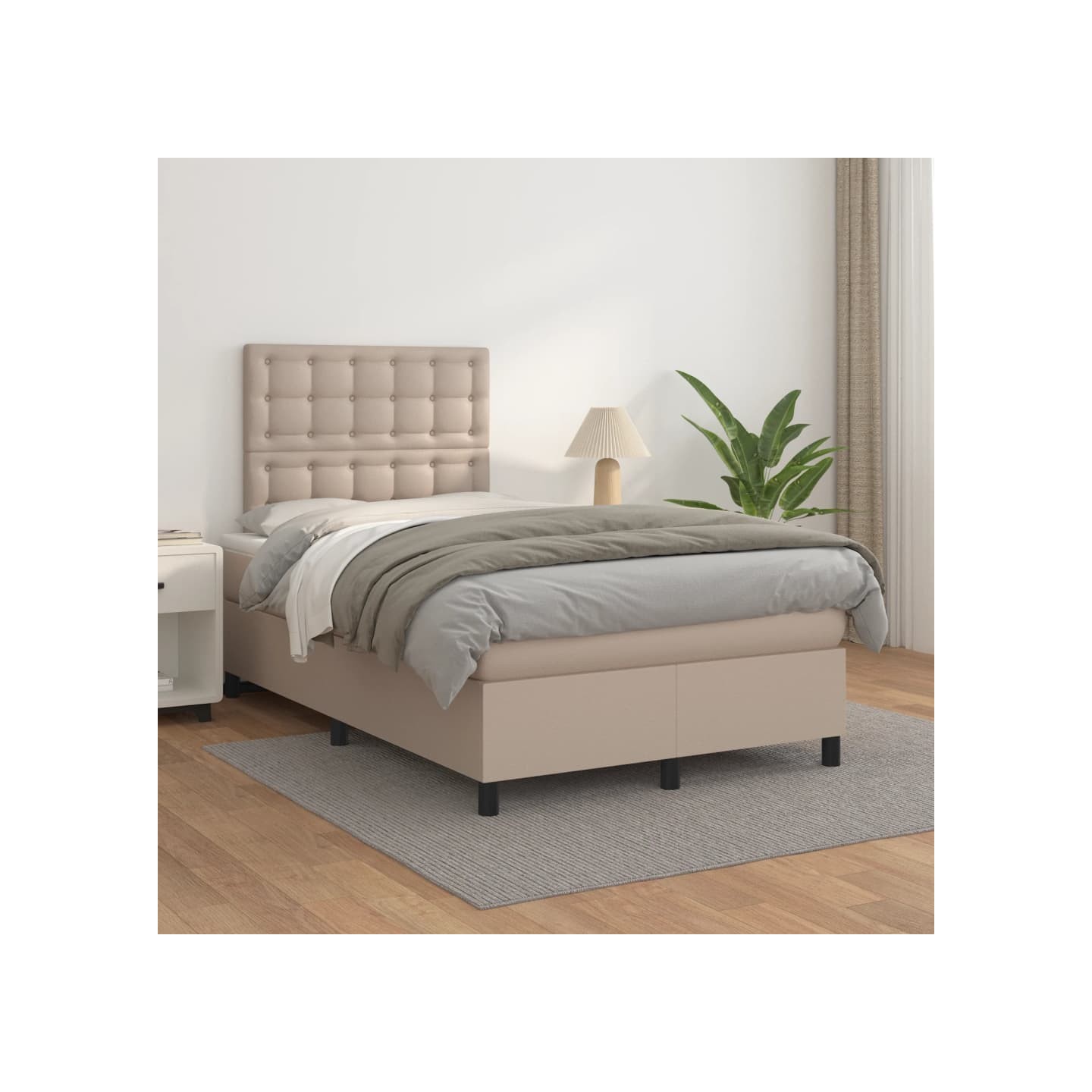 Sommier à lattes de lit avec matelas Cappuccino 120x200 cm