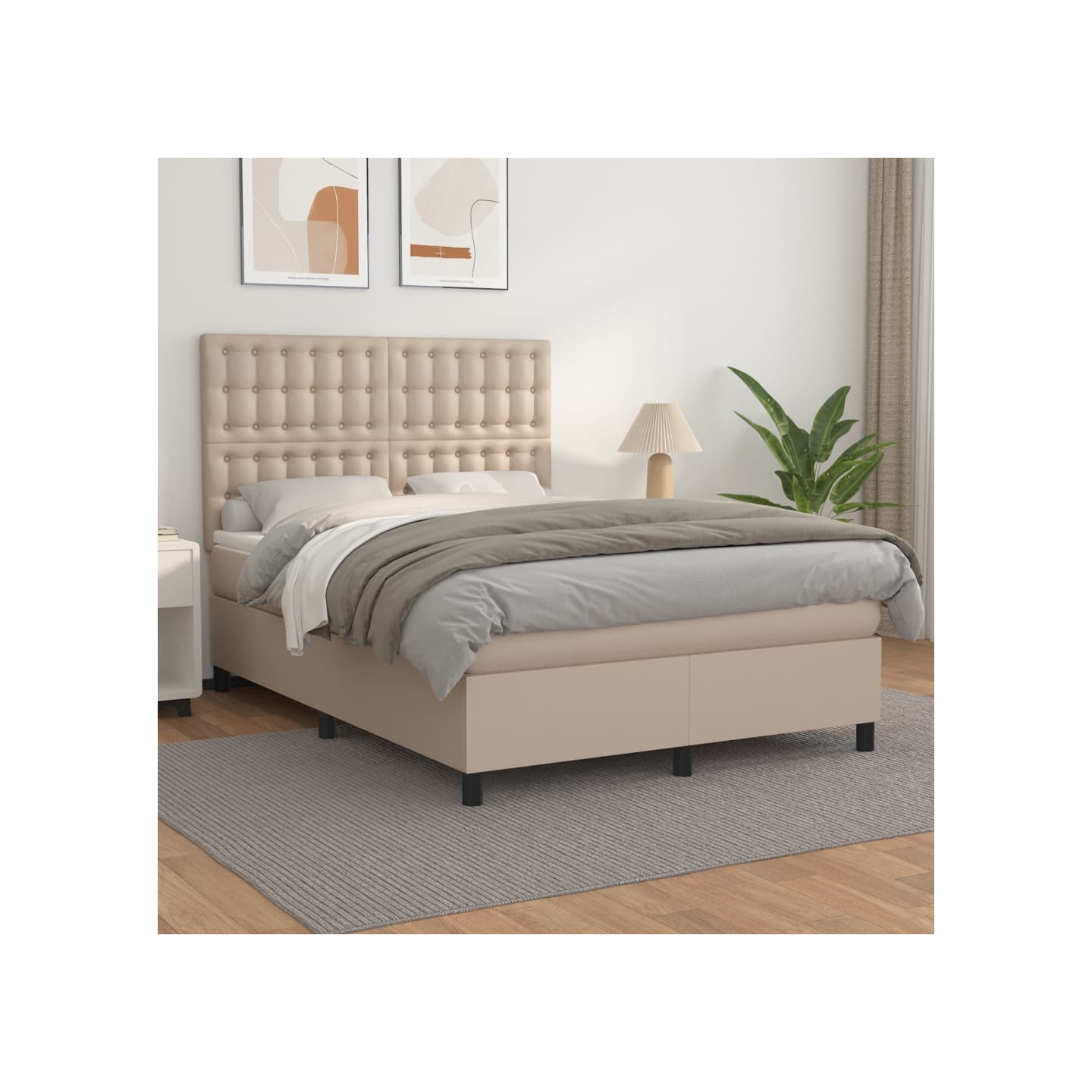Sommier à lattes de lit avec matelas Cappuccino 140x190 cm