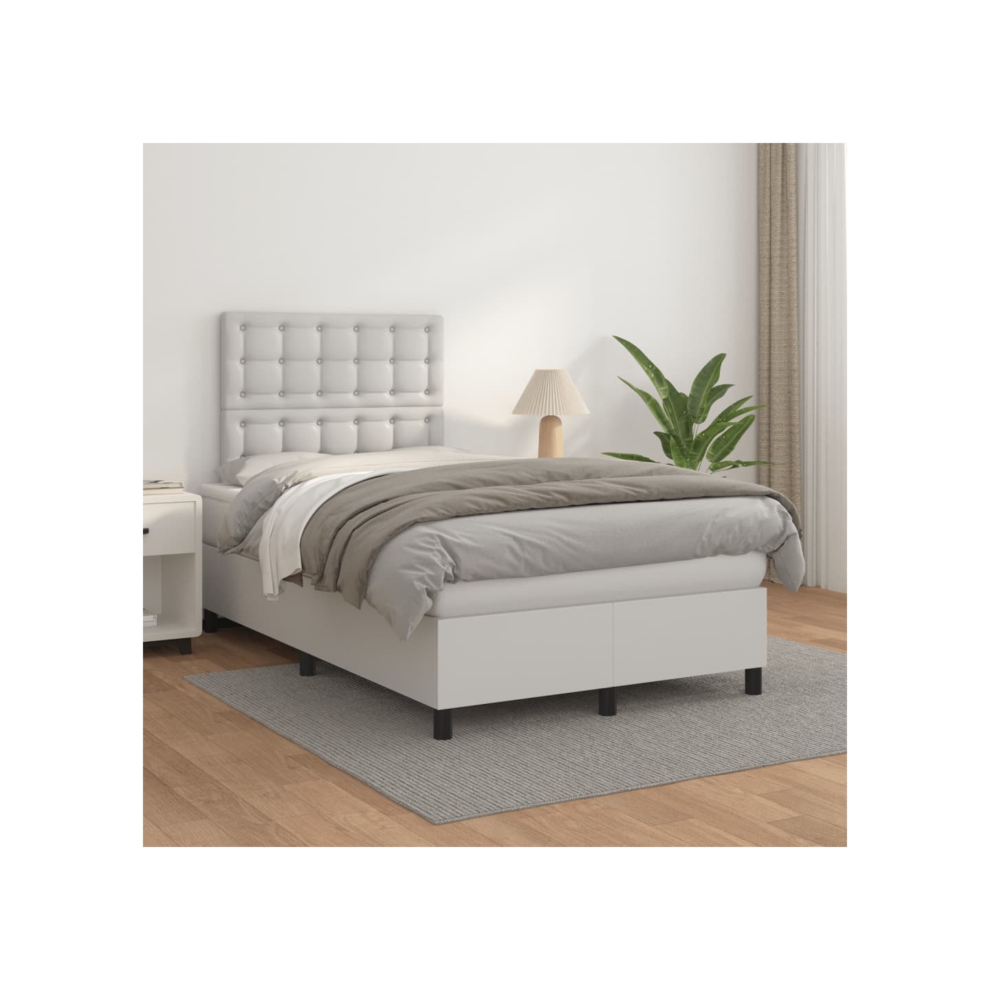 Sommier à lattes de lit avec matelas Blanc 120x200cm Similicuir