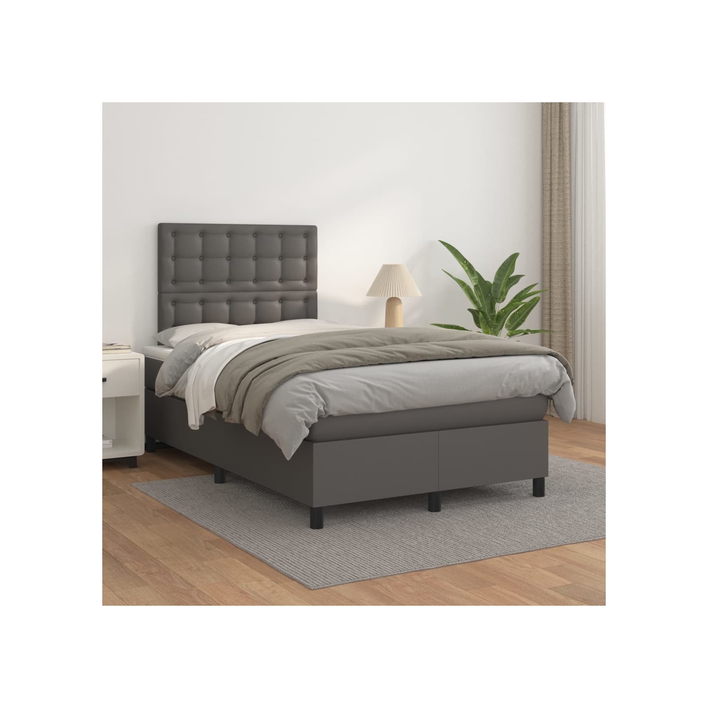 Sommier à lattes de lit avec matelas Gris 120x200 cm Similicuir