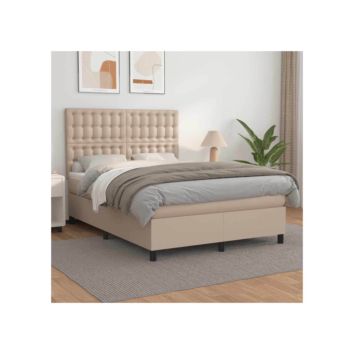 Sommier à lattes de lit avec matelas Cappuccino 140x200 cm