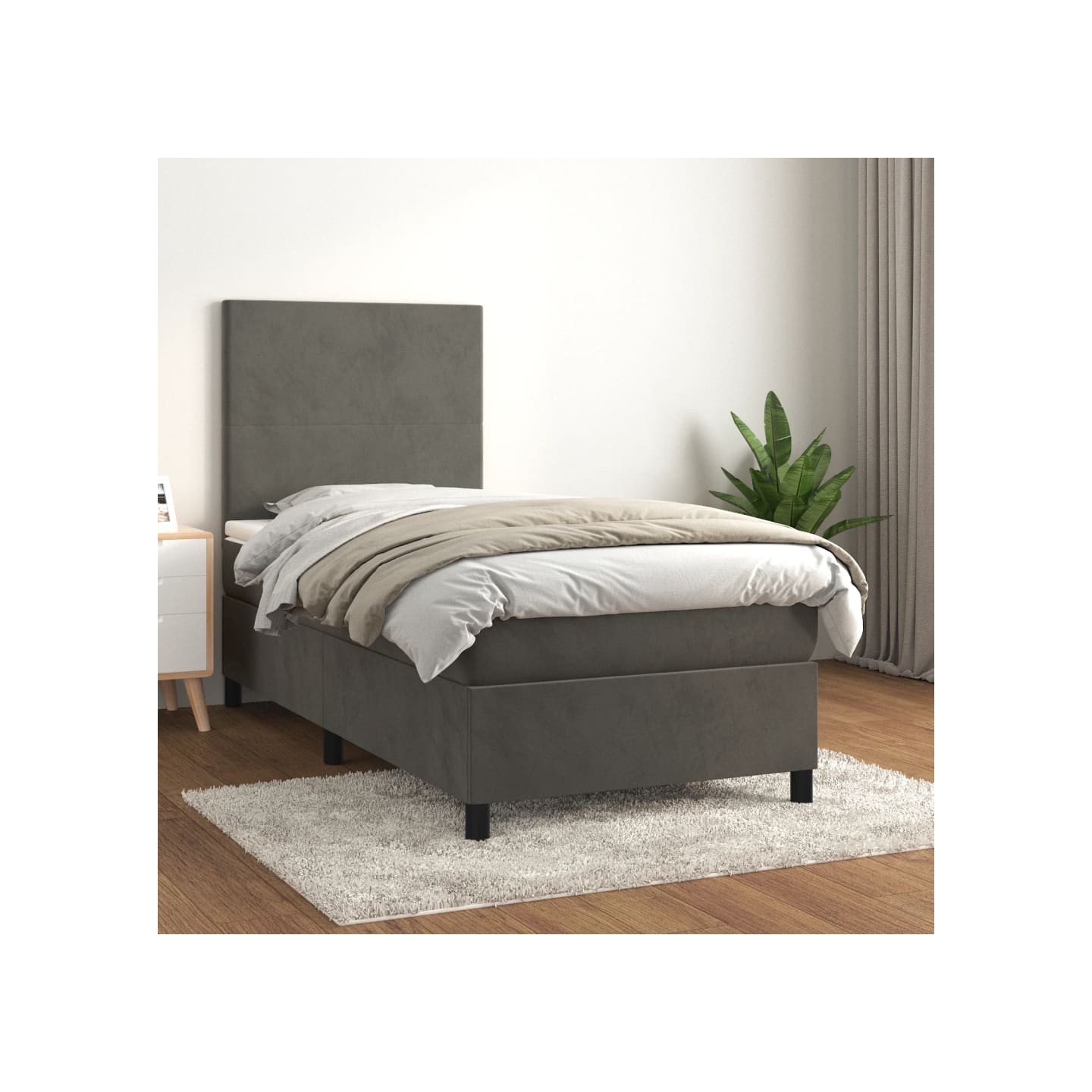 Sommier à lattes de lit et matelas Gris foncé 80x200 cm Velours