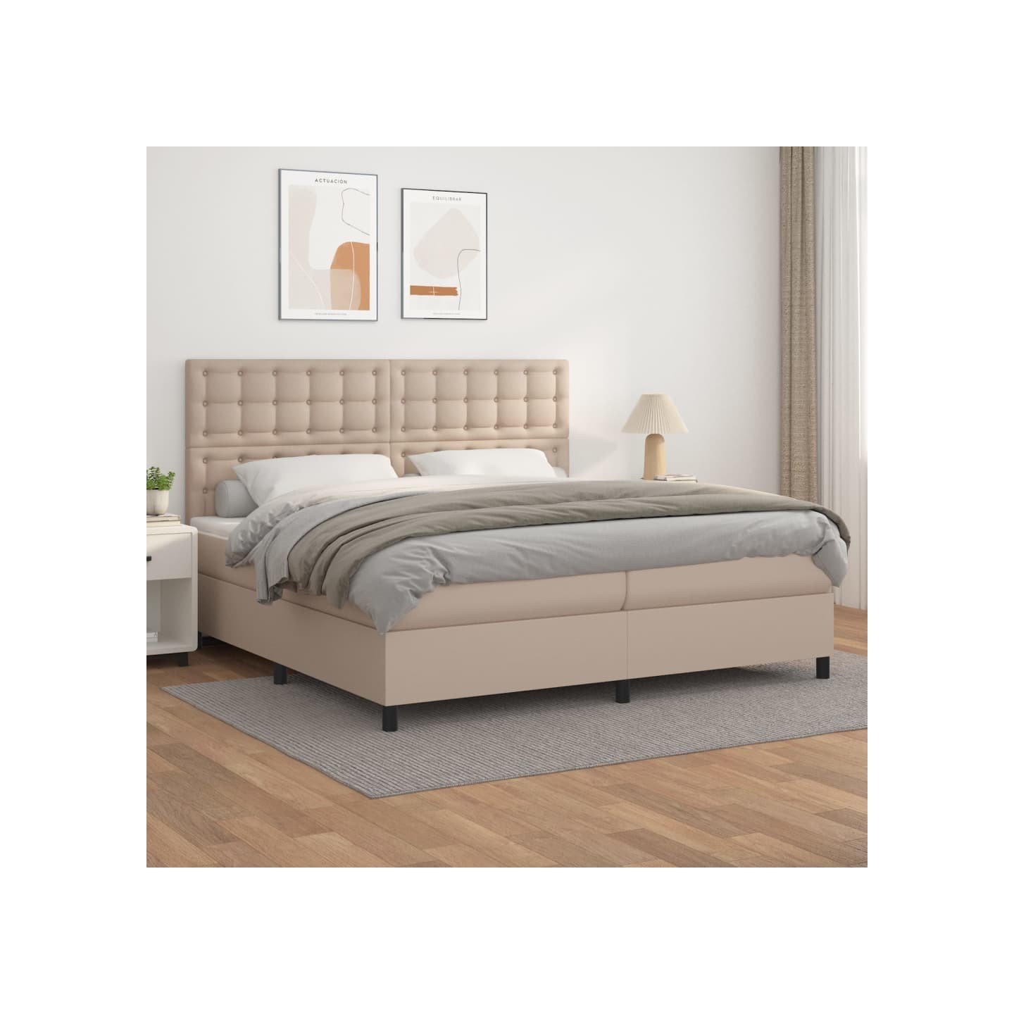 Sommier à lattes de lit avec matelas Cappuccino 200x200 cm