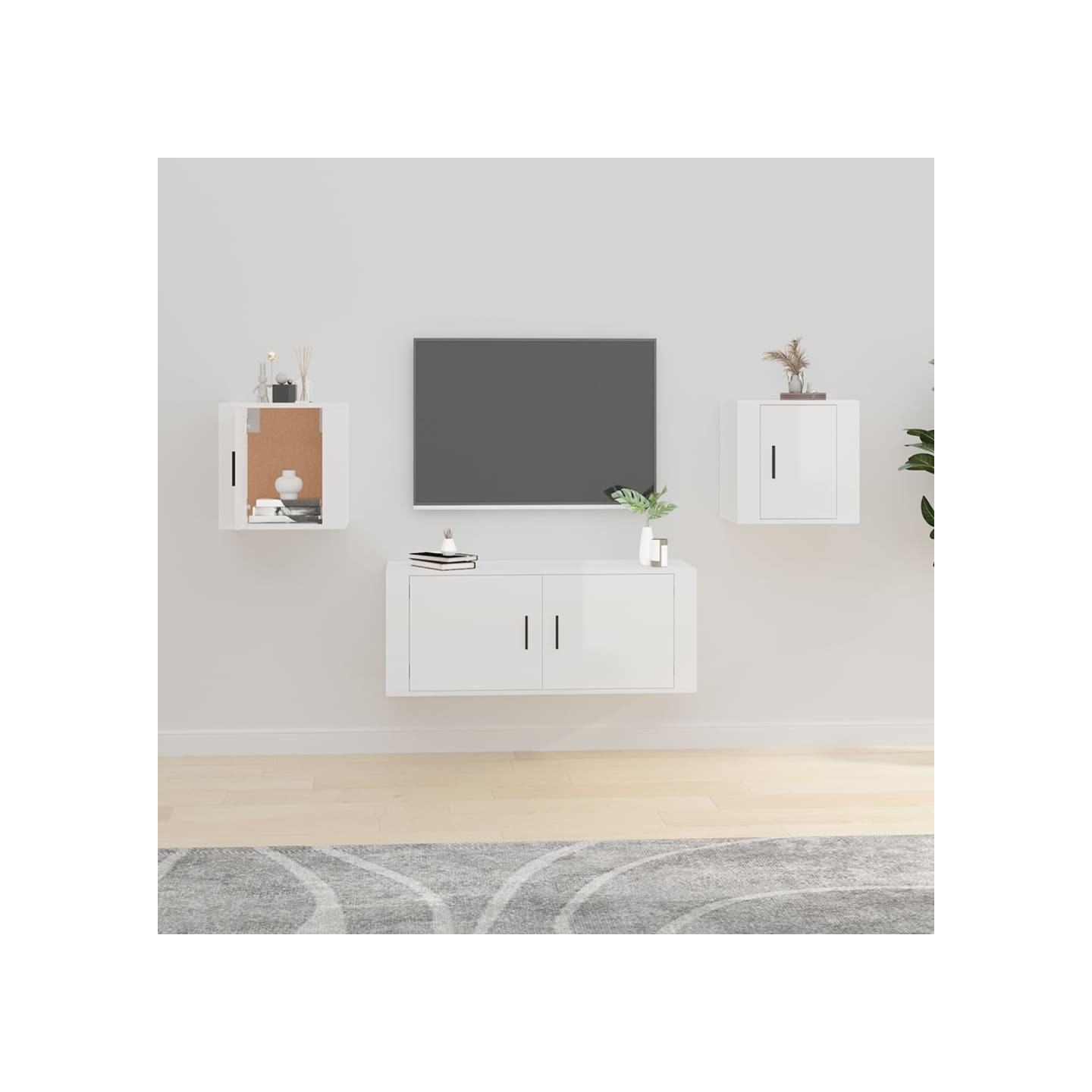 Meubles TV muraux 2 pcs Blanc brillant 40x34,5x40 cm