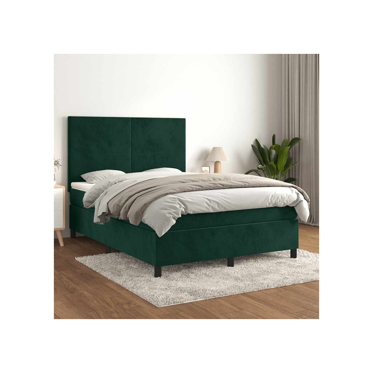 Sommier à lattes de lit et matelas Vert foncé 140x200cm Velours