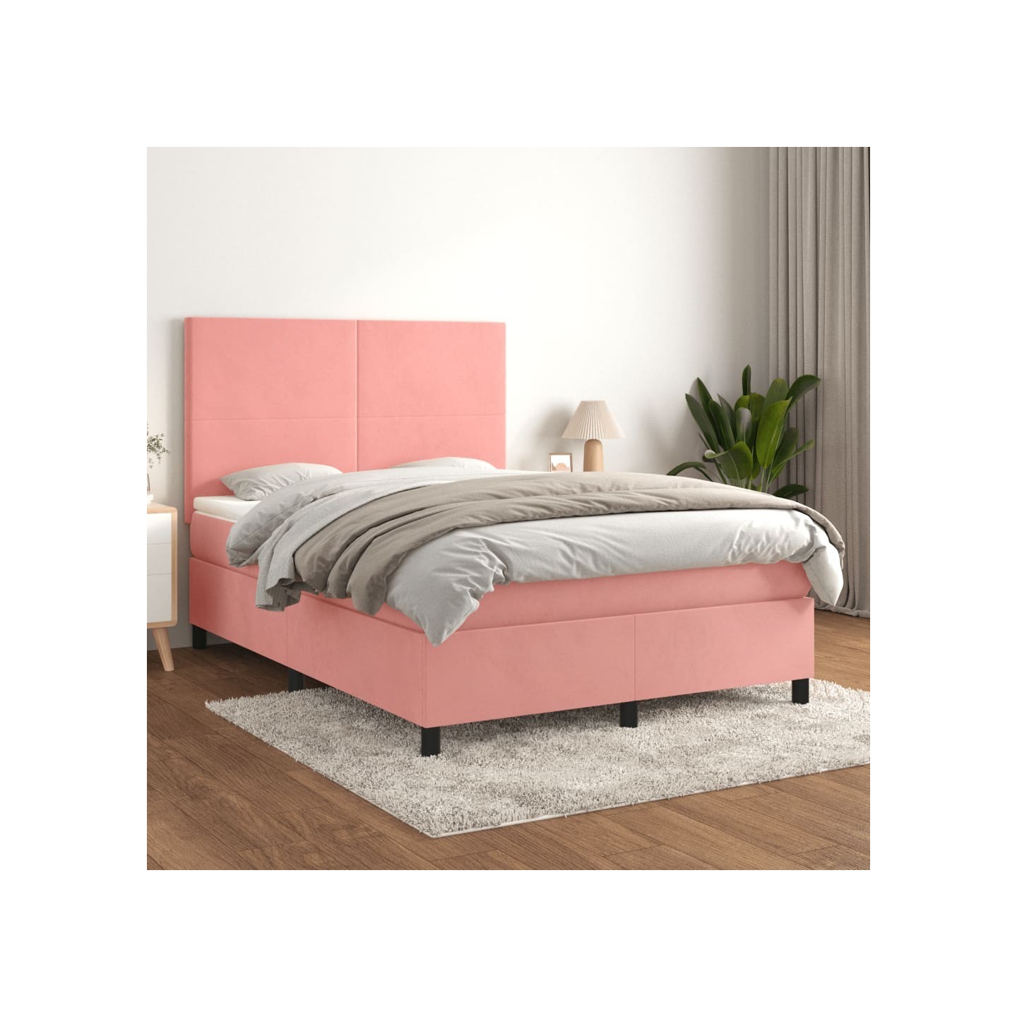 Sommier à lattes de lit avec matelas Rose 140x200 cm Velours