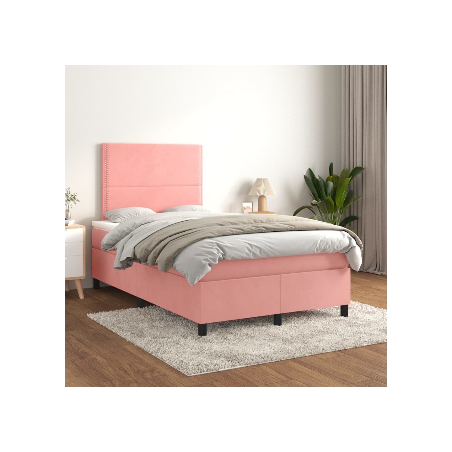 Sommier à lattes de lit avec matelas Rose 120x200 cm Velours