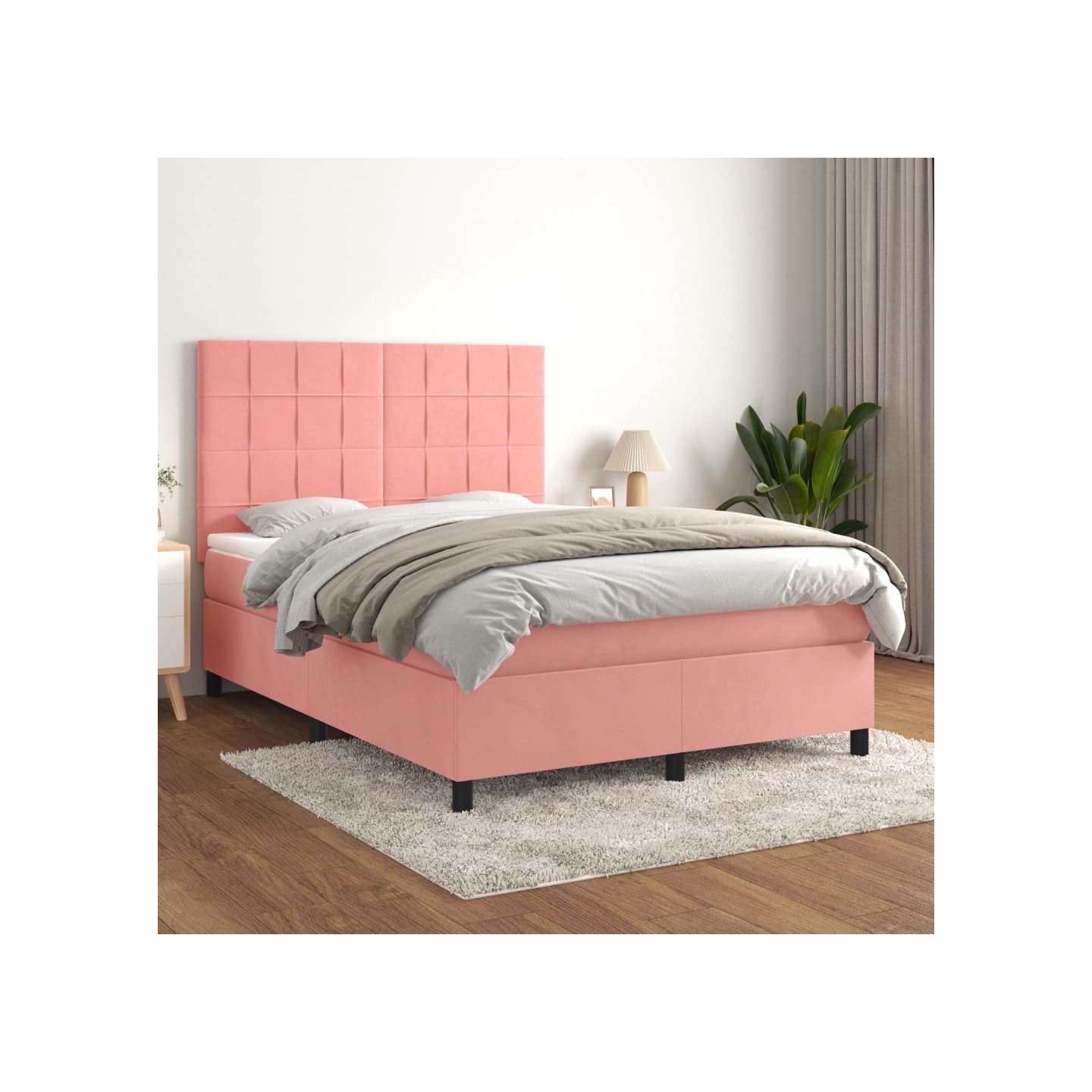 Sommier à lattes de lit avec matelas Rose 140x190 cm Velours