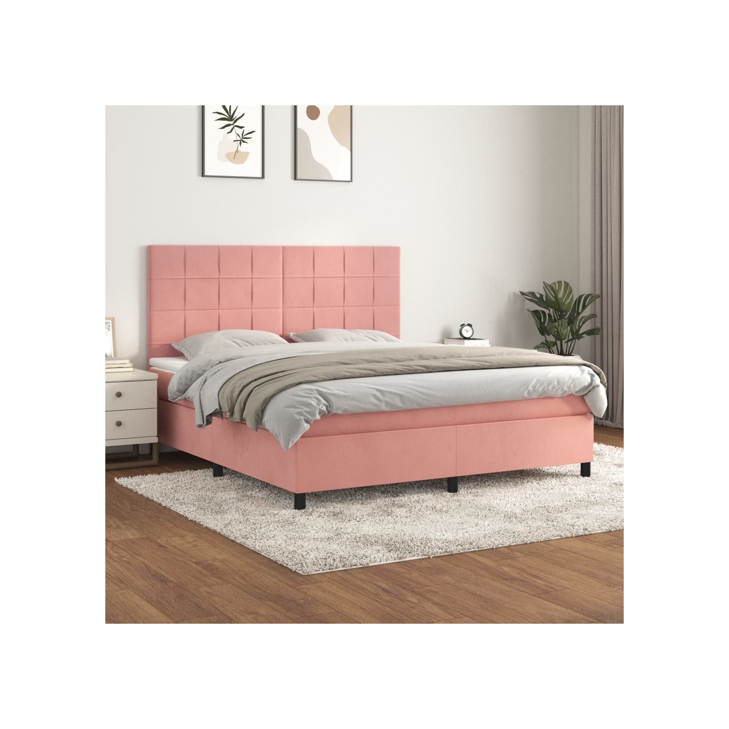 Sommier à lattes de lit avec matelas Rose 160x200 cm Velours