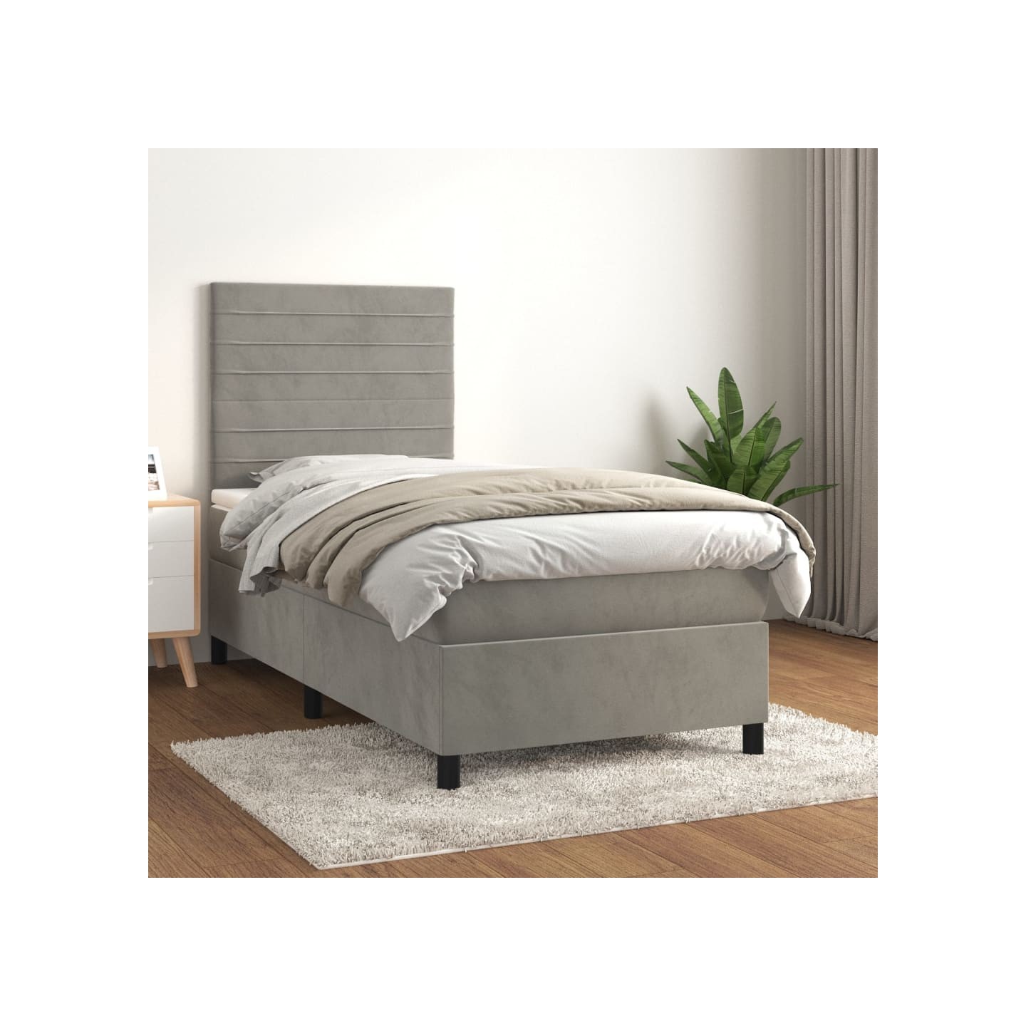 Sommier à lattes de lit et matelas Gris clair 80x200 cm Velours