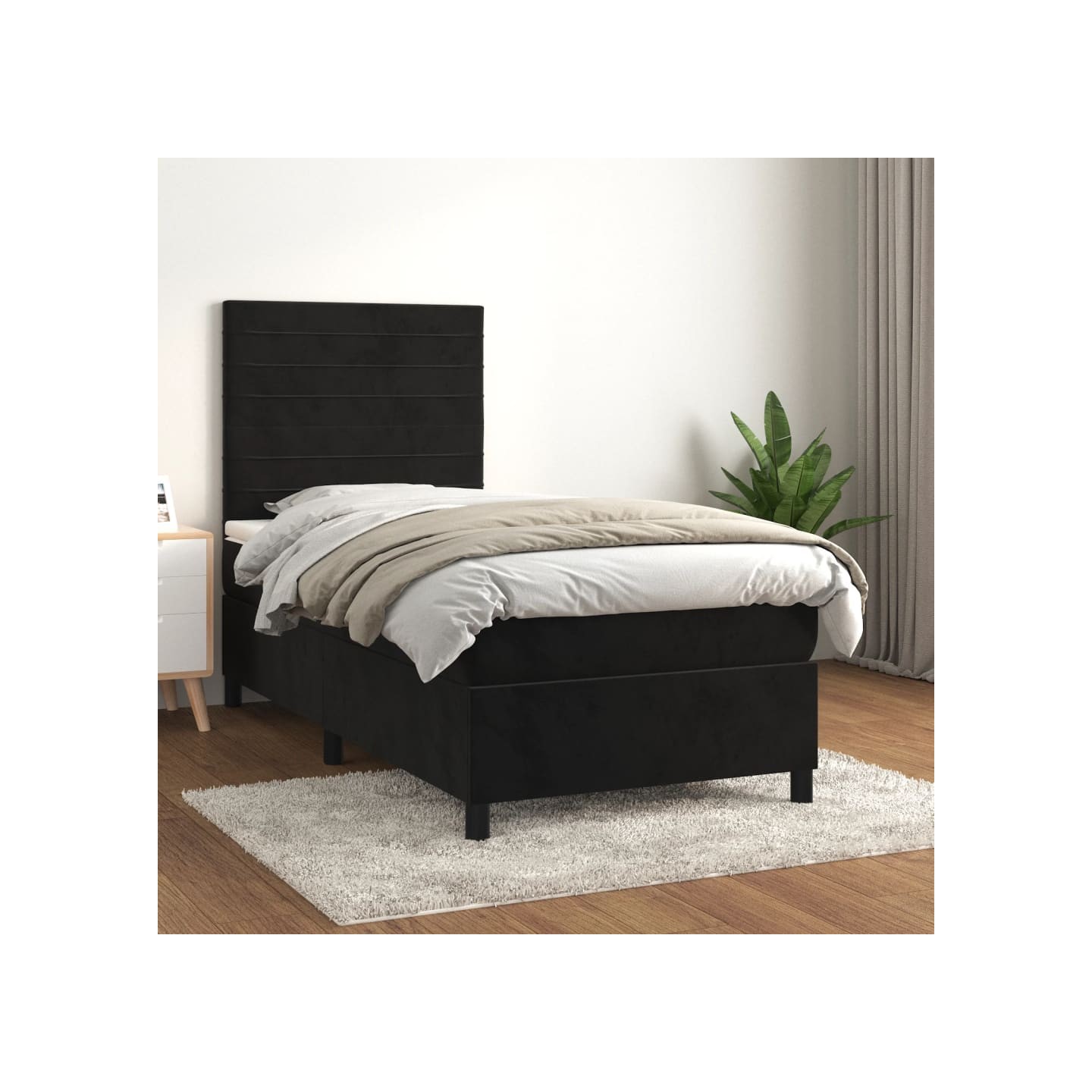 Sommier à lattes de lit et matelas Noir 80x200 cm Velours