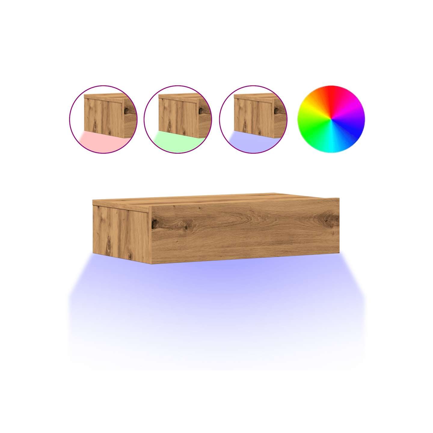 Meubles TV avec éclairages LED 2 pcs chêne artisanal