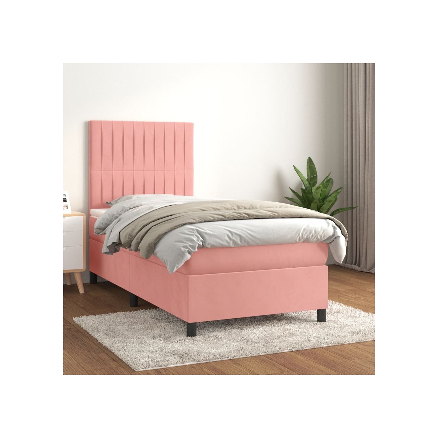 Sommier à lattes de lit avec matelas Rose 90x200 cm Velours