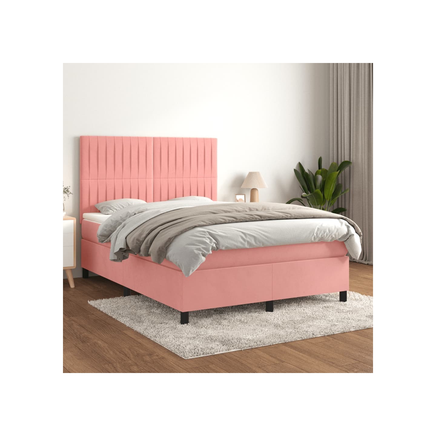 Sommier à lattes de lit avec matelas Rose 140x200 cm Velours