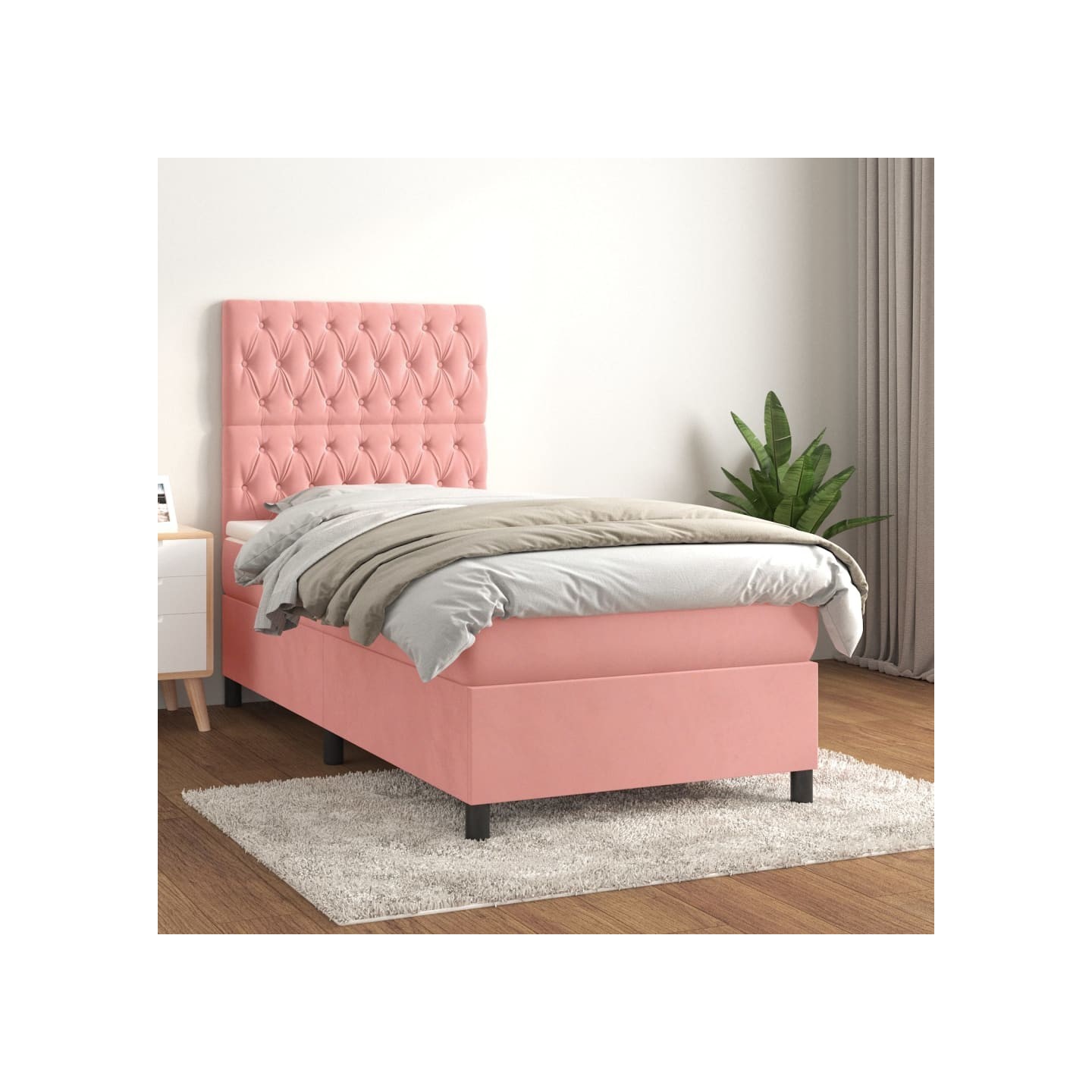 Sommier à lattes de lit avec matelas Rose 100x200 cm Velours