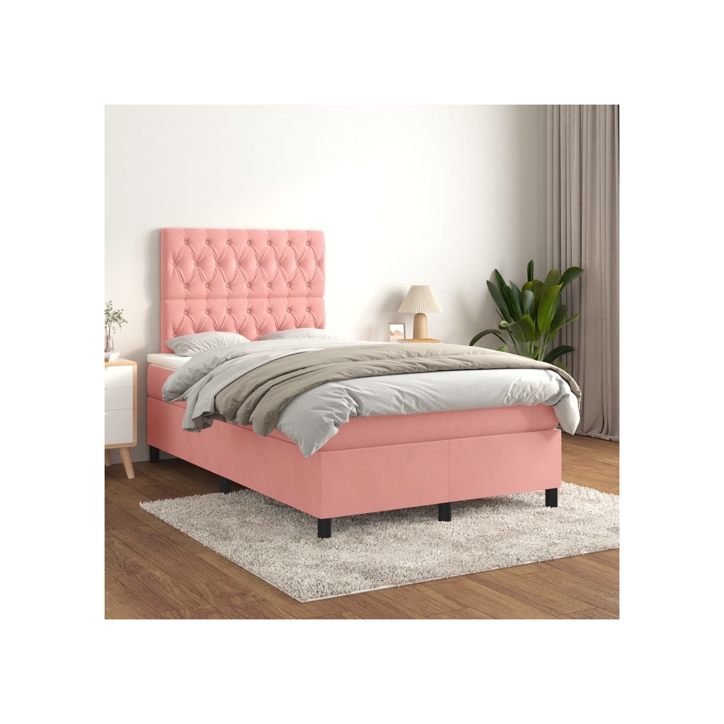 Sommier à lattes de lit avec matelas Rose 120x200 cm Velours