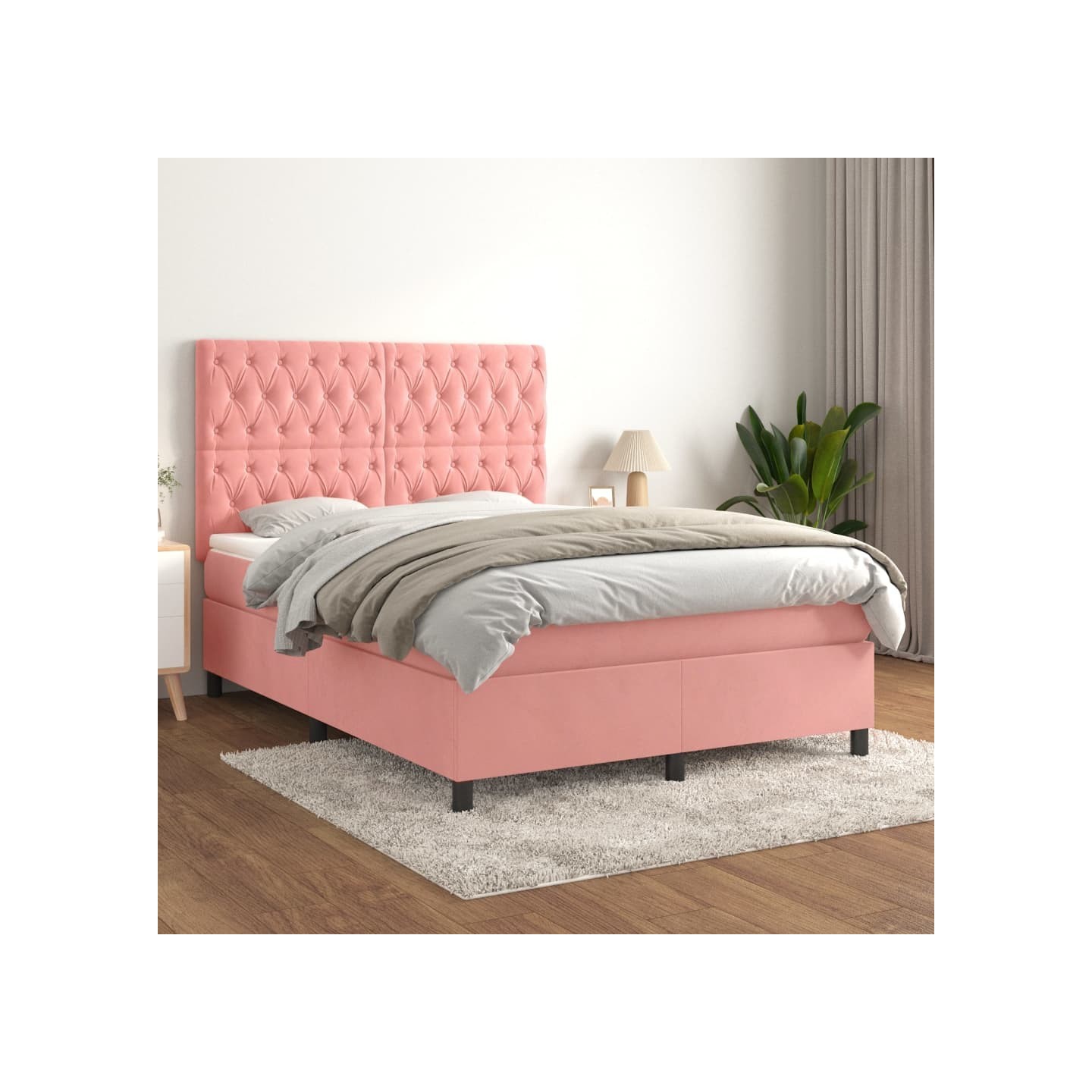 Sommier à lattes de lit avec matelas Rose 140x190 cm Velours