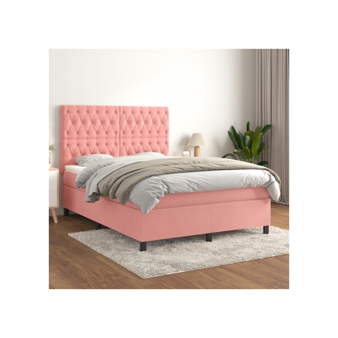 Sommier à lattes de lit avec matelas Rose 140x200 cm Velours