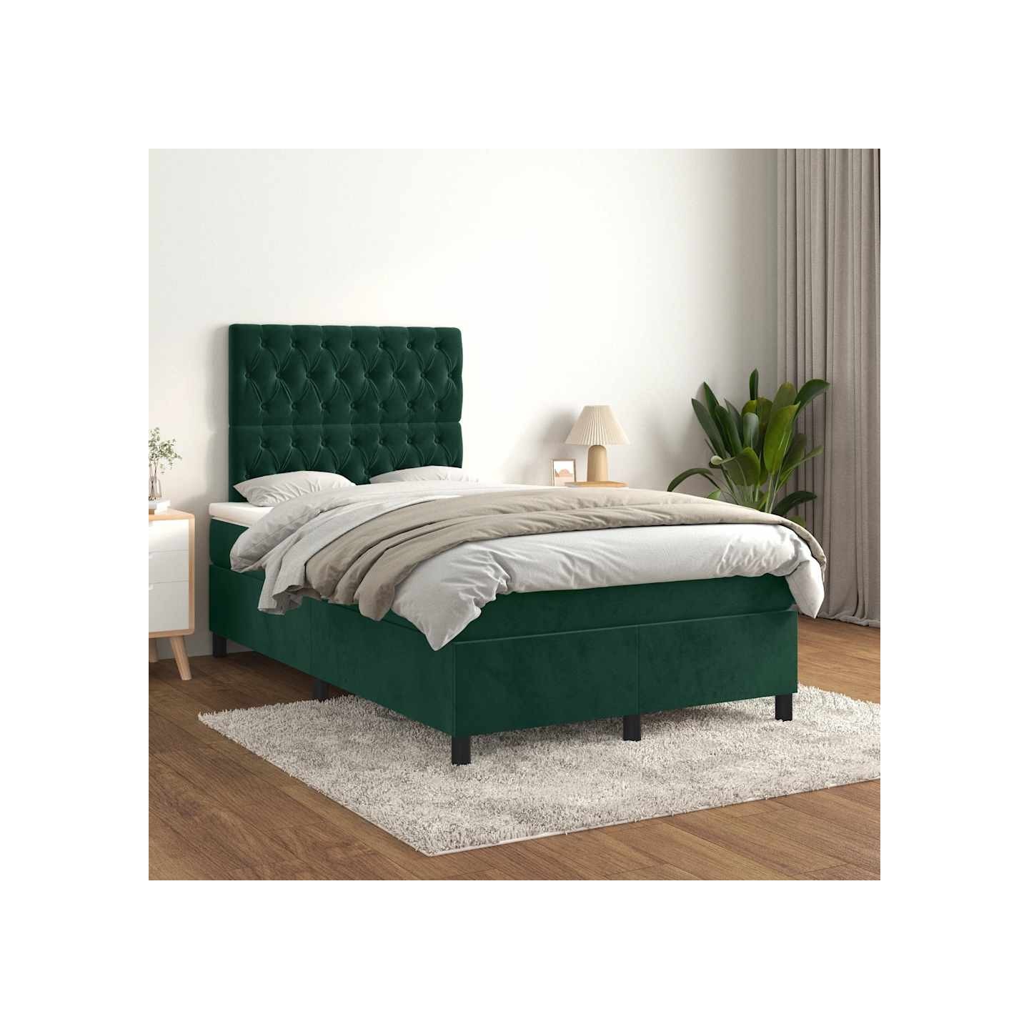 Sommier à lattes de lit et matelas Vert foncé 120x200cm Velours