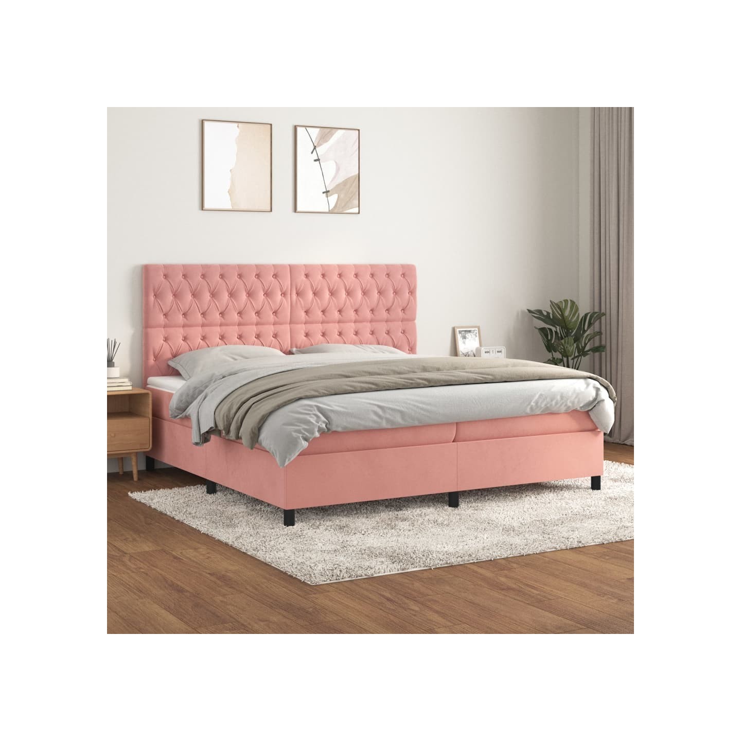 Sommier à lattes de lit avec matelas Rose 200x200 cm Velours