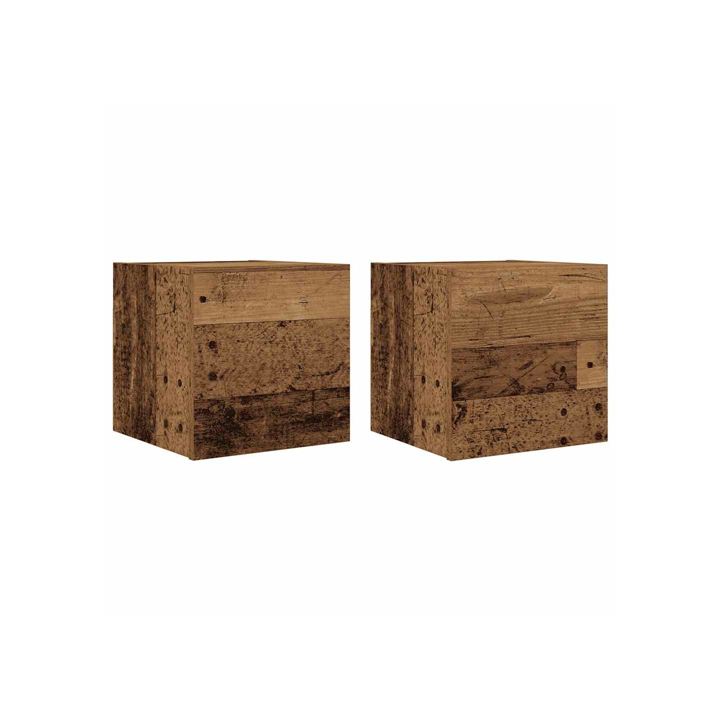 Meuble TV mural 2 pcs vieux bois 30,5x30x30 cm