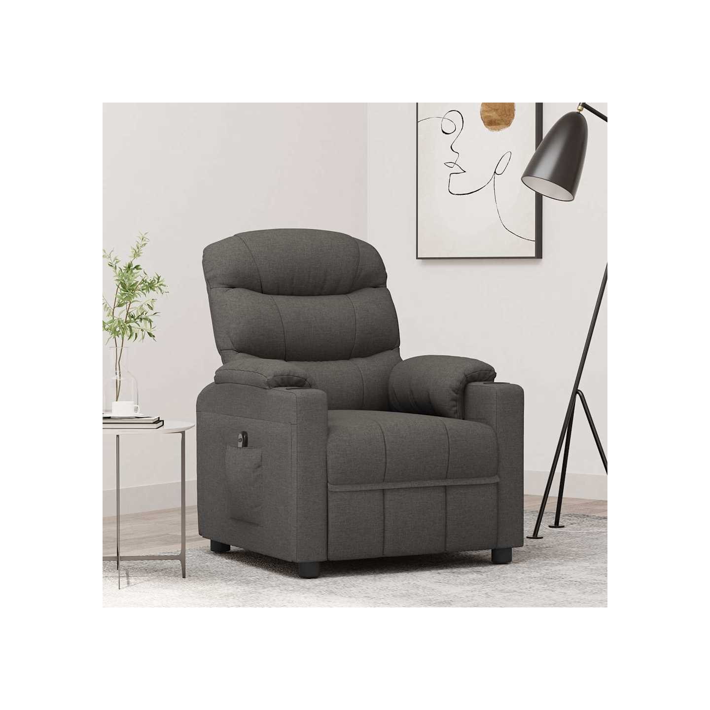 Fauteuil inclinable électrique Gris foncé Tissu