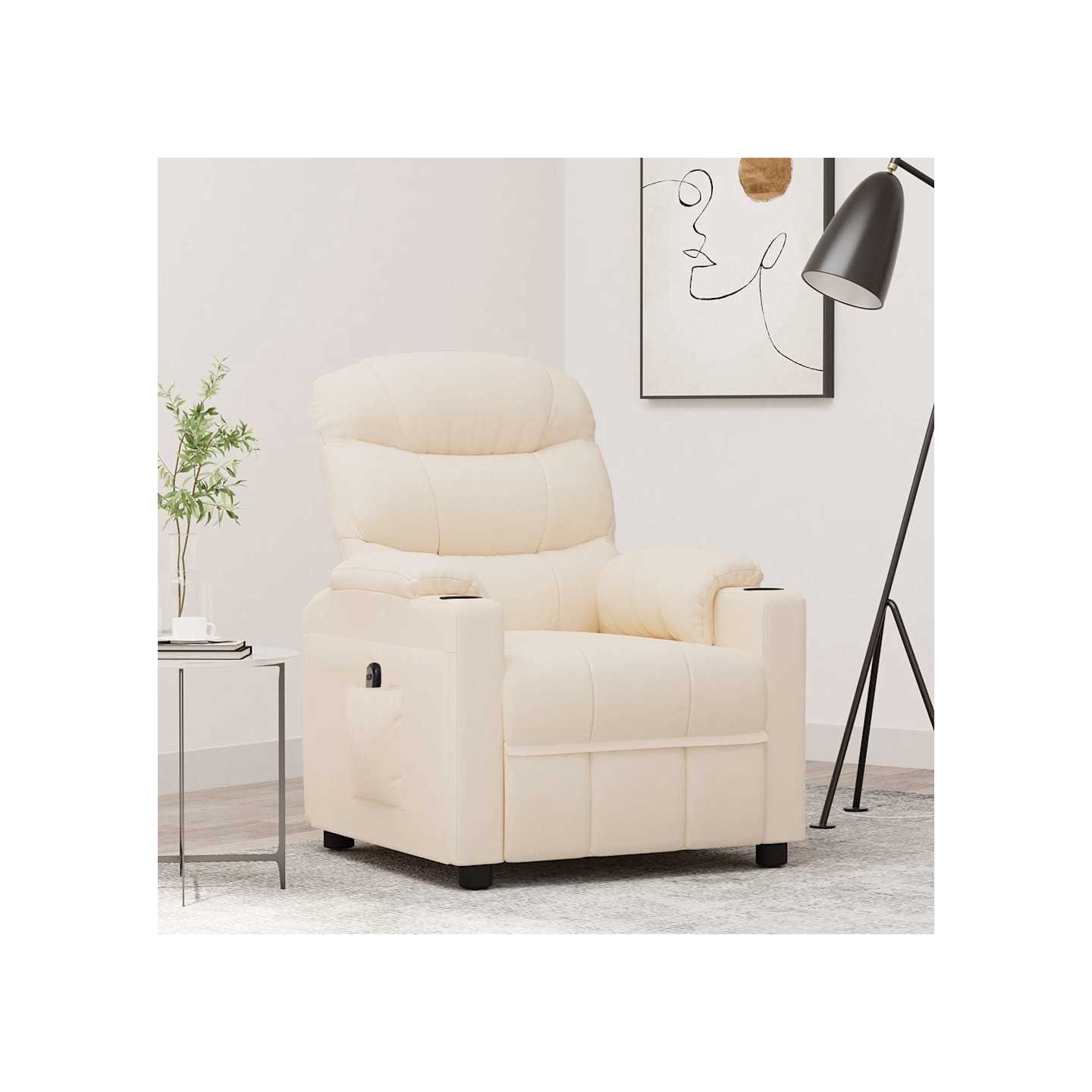 Fauteuil inclinable électrique Crème Tissu