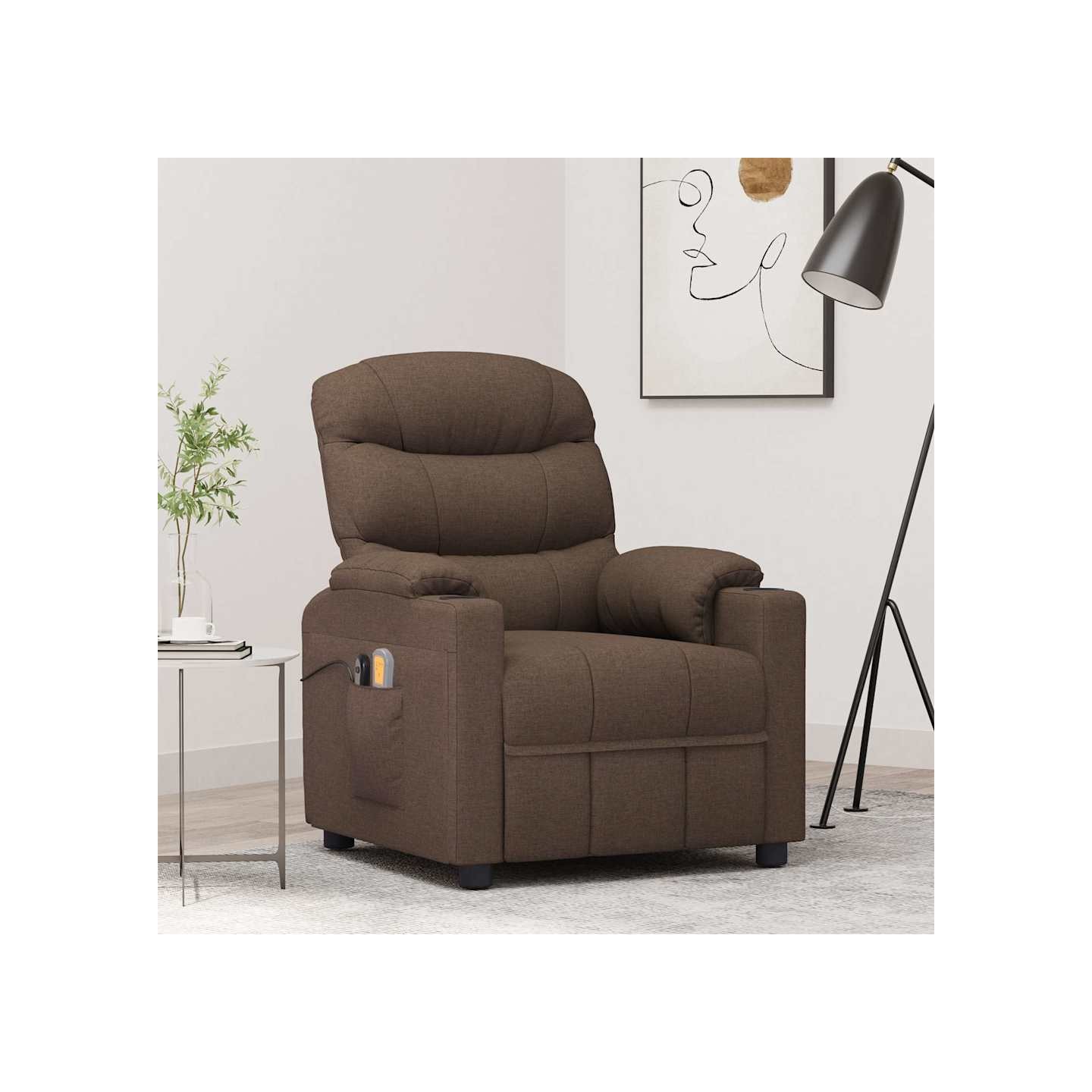 Fauteuil électrique de massage Marron Tissu