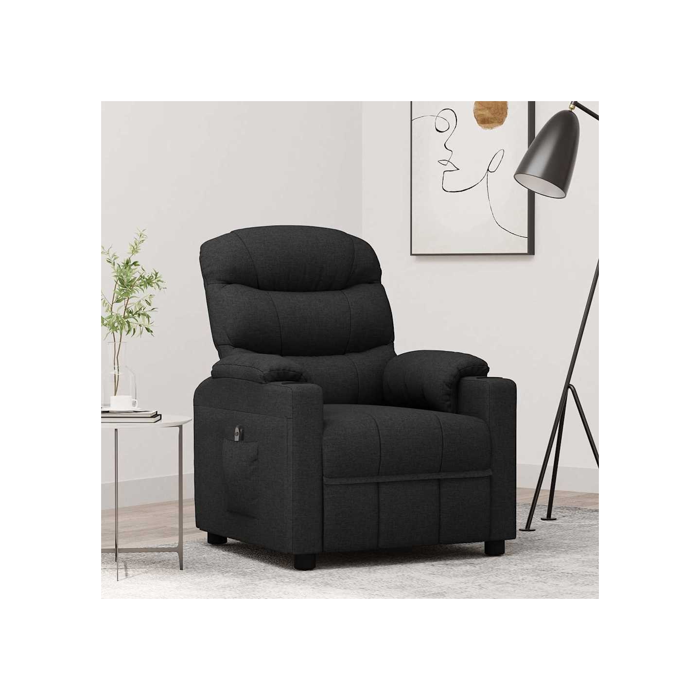 Fauteuil inclinable électrique Noir Tissu