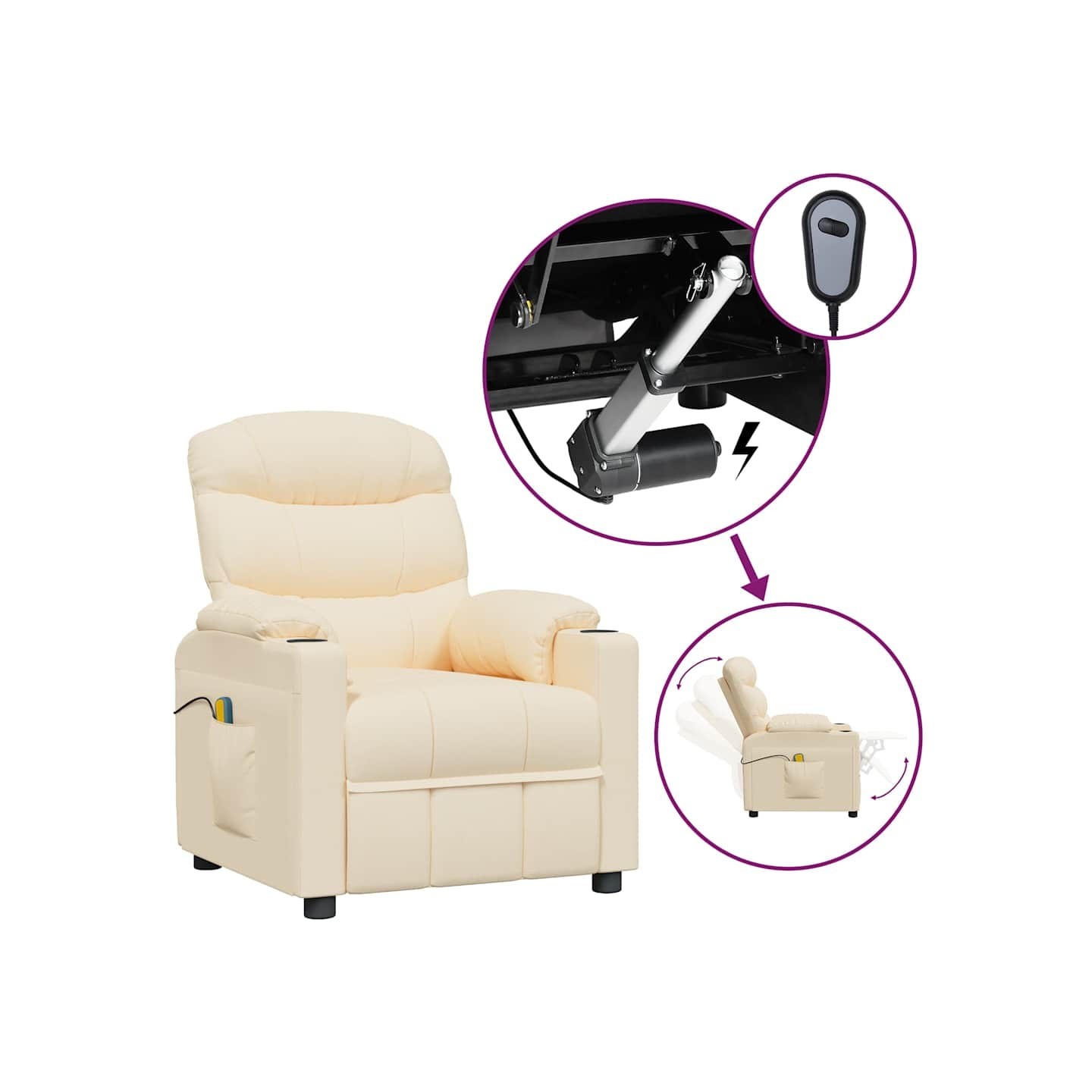 Fauteuil électrique de massage Crème Tissu
