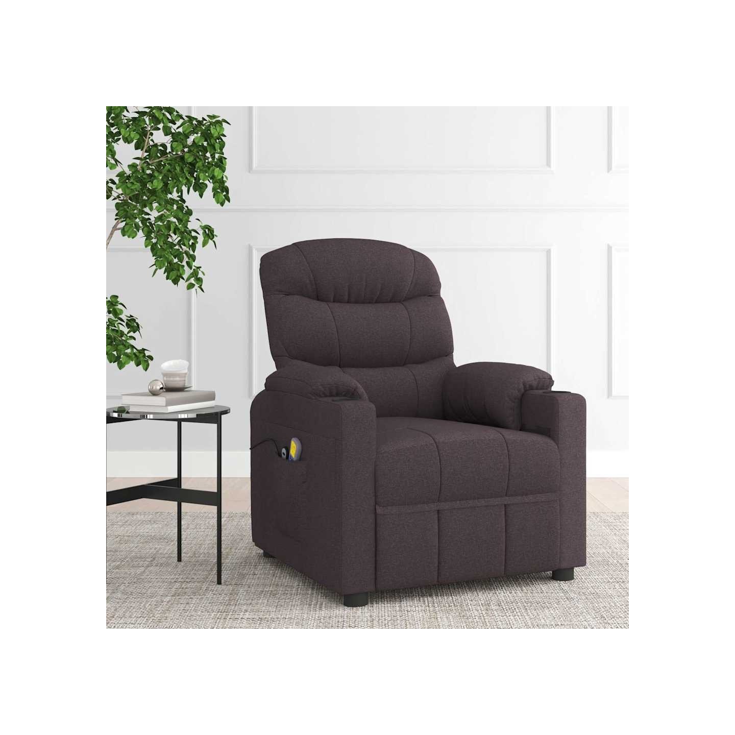 Fauteuil électrique de massage Marron foncé Tissu