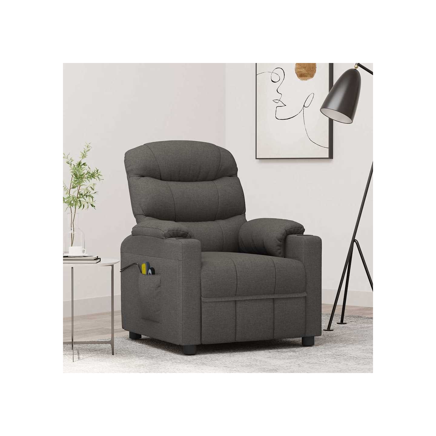 Fauteuil électrique de massage Gris foncé Tissu