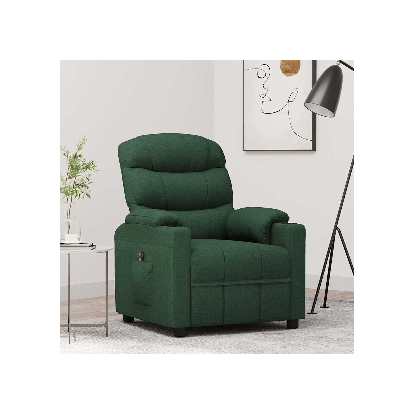Fauteuil inclinable électrique Vert foncé Tissu