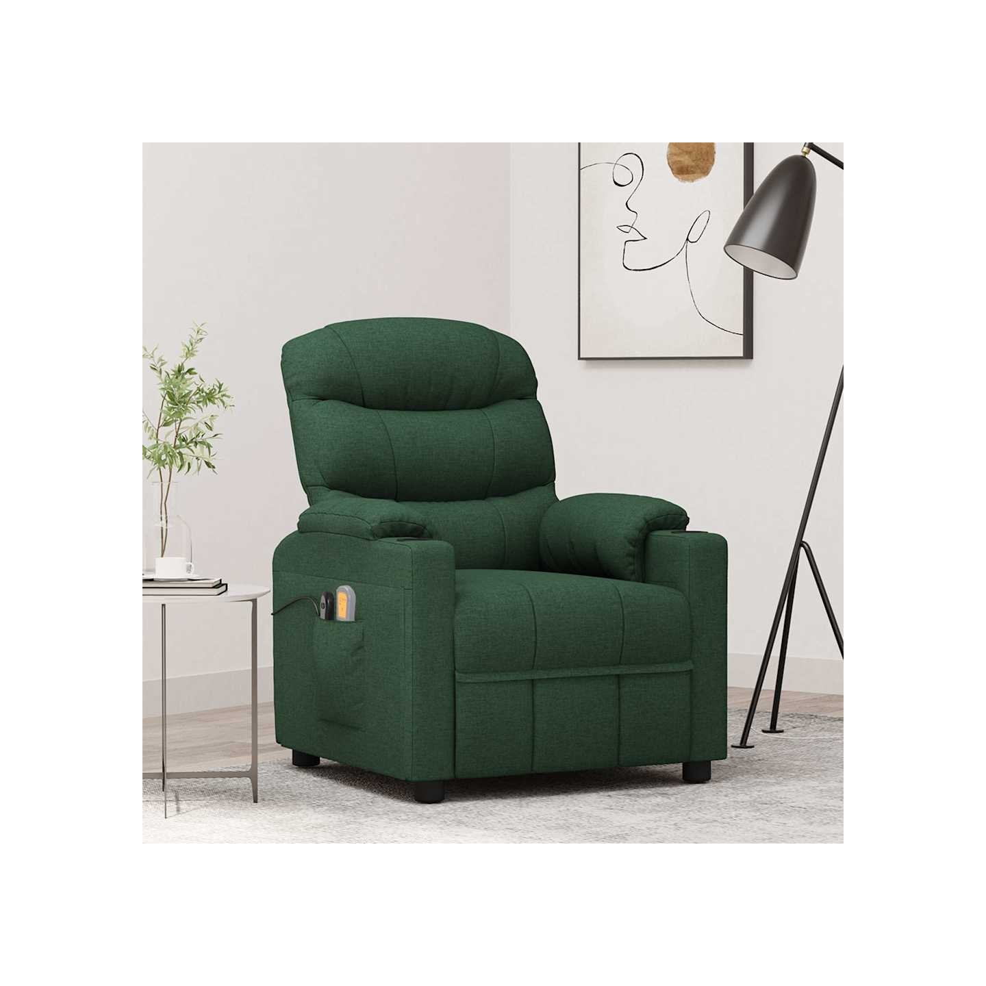 Fauteuil électrique de massage Vert foncé Tissu