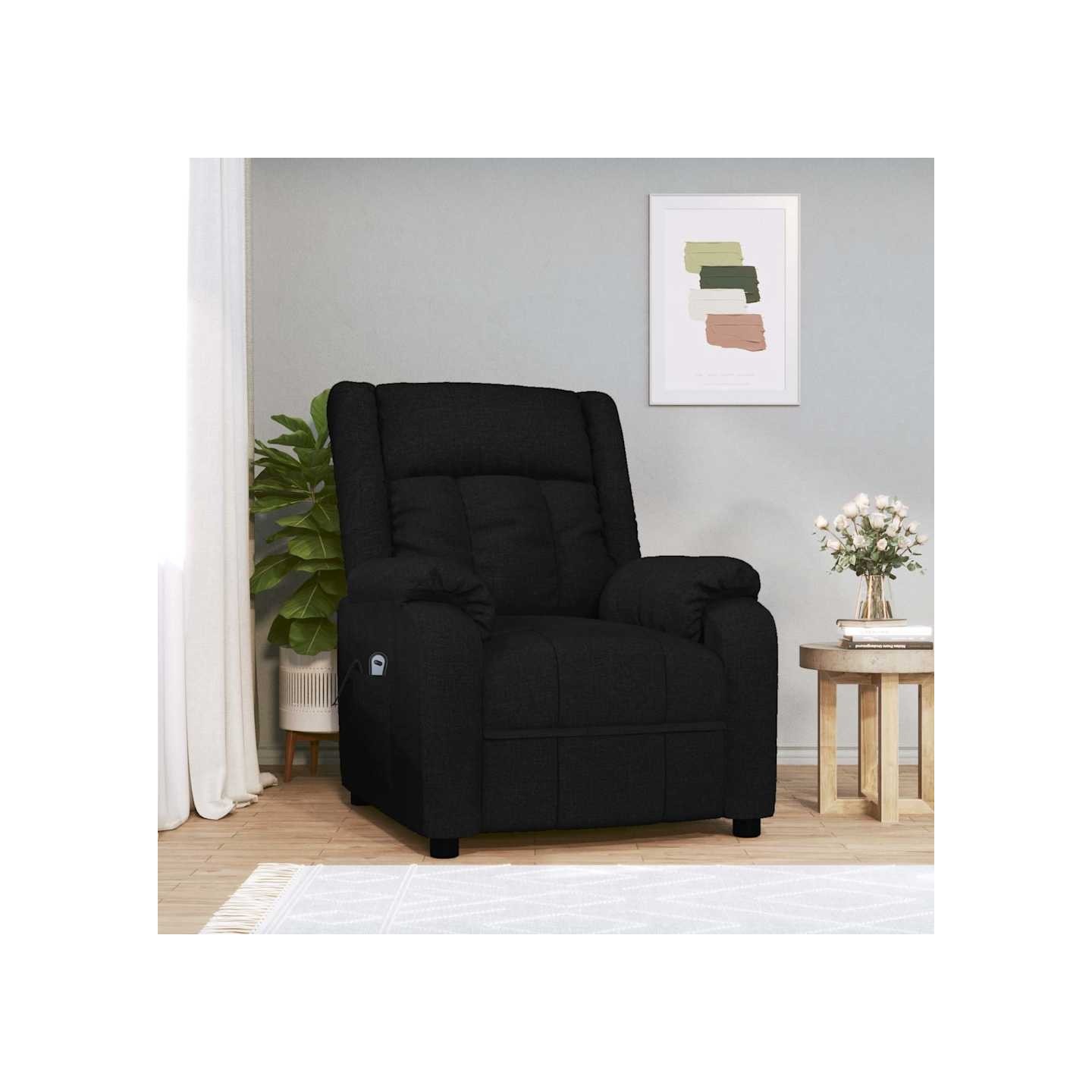 Fauteuil inclinable électrique Noir Tissu