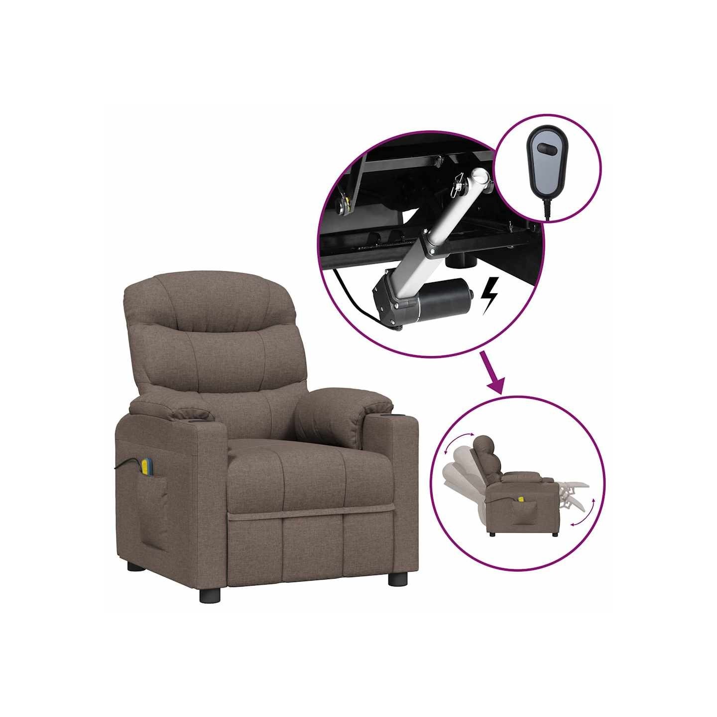 Fauteuil électrique de massage Taupe Tissu