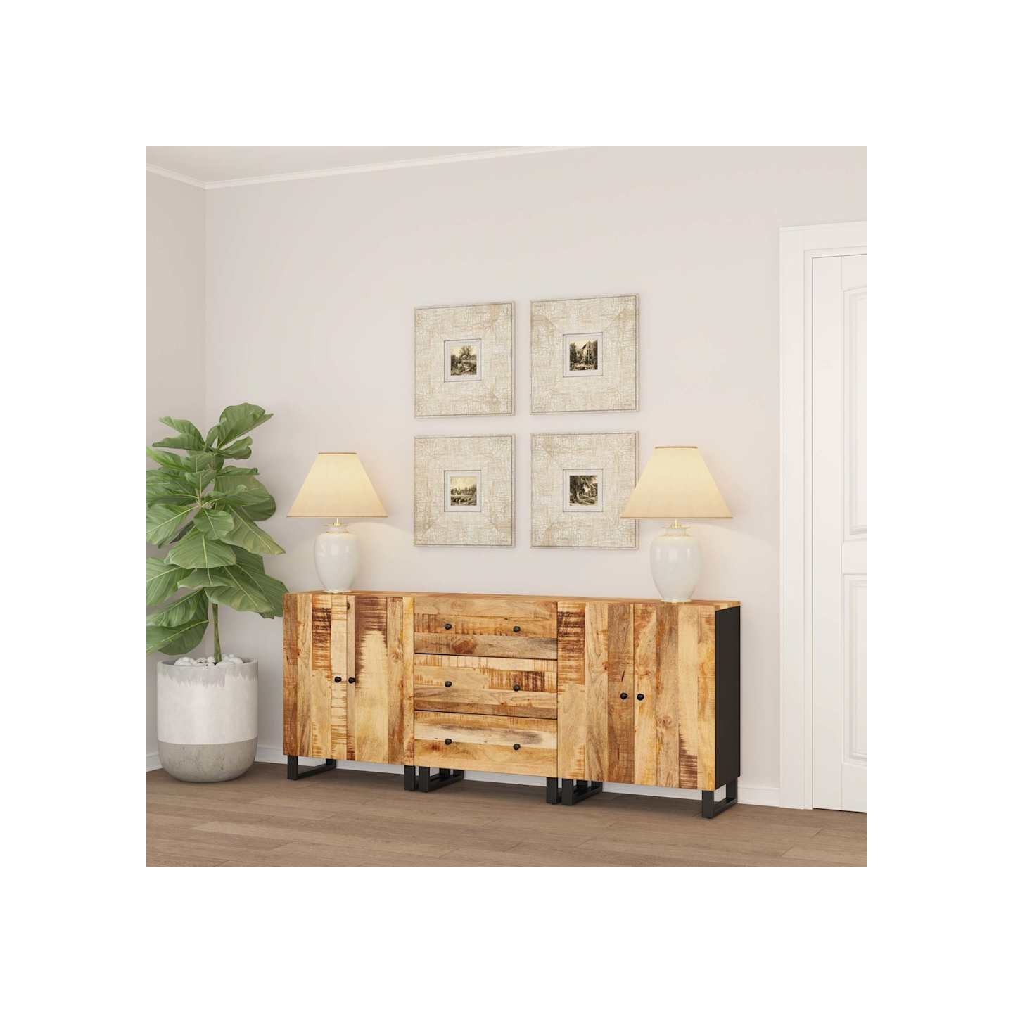 Buffets 3 pcs Bois de manguier brut