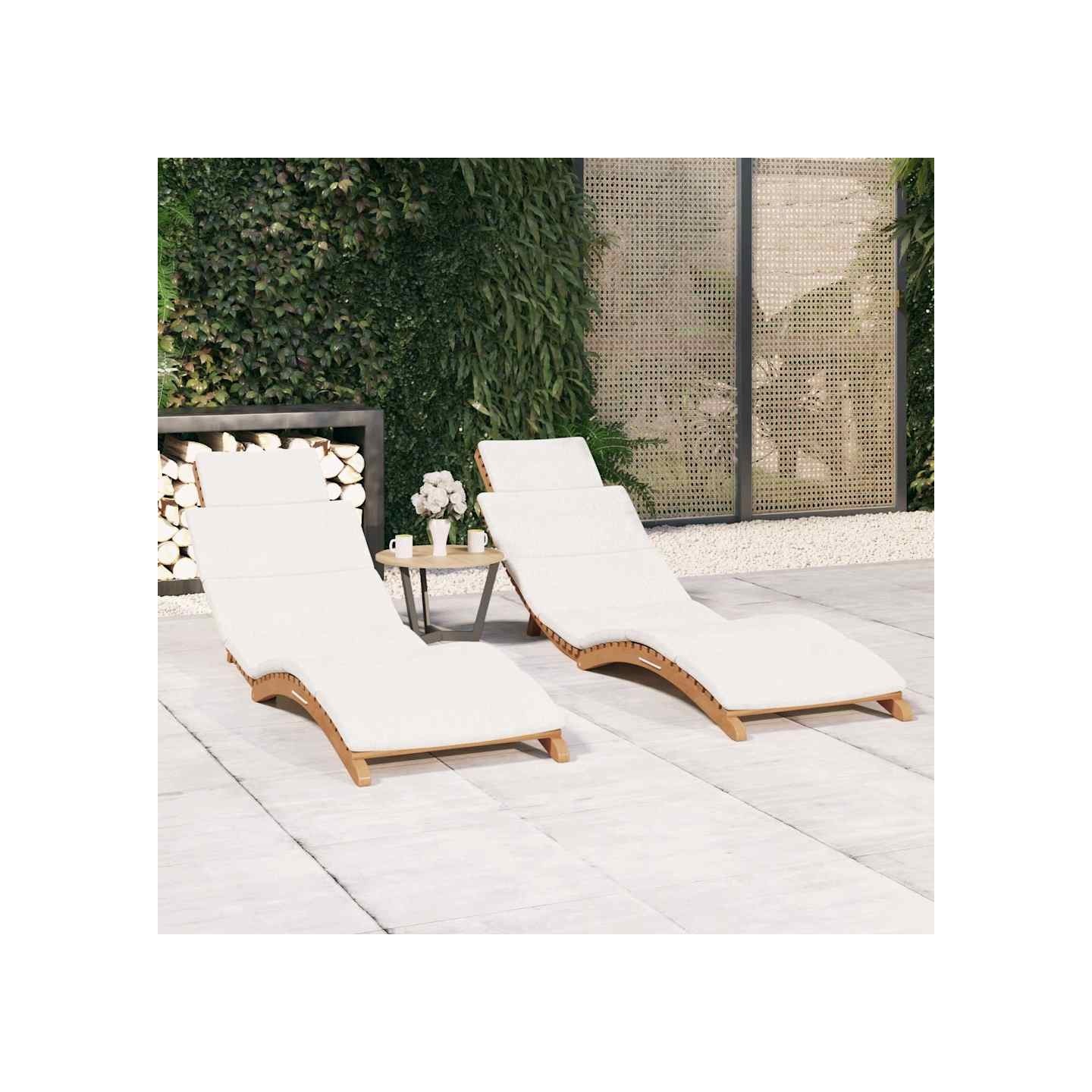 Chaises longues lot de 2 avec coussins Bois massif de teck