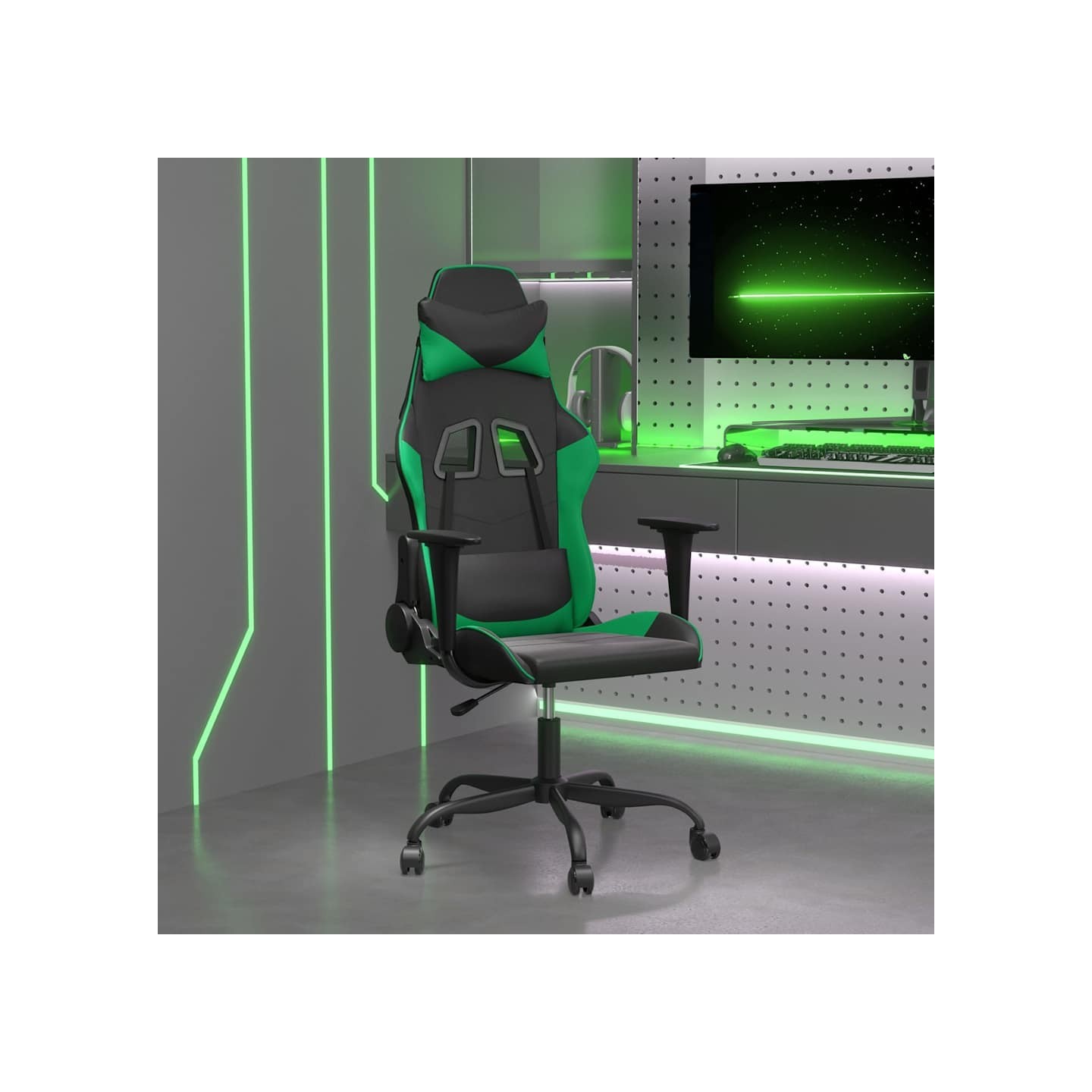 Chaise de jeu Noir et vert Similicuir