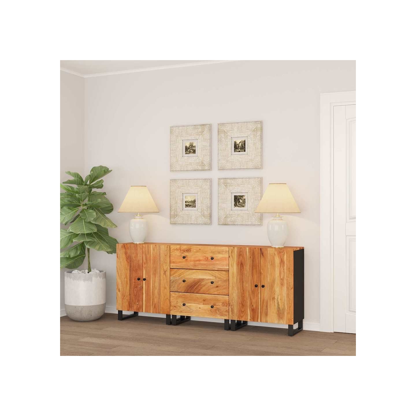 Buffets 3 pcs Bois d'acacia solide