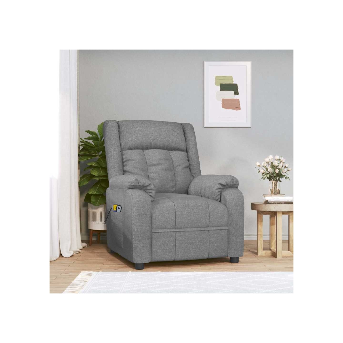 Fauteuil électrique de massage Gris clair Tissu
