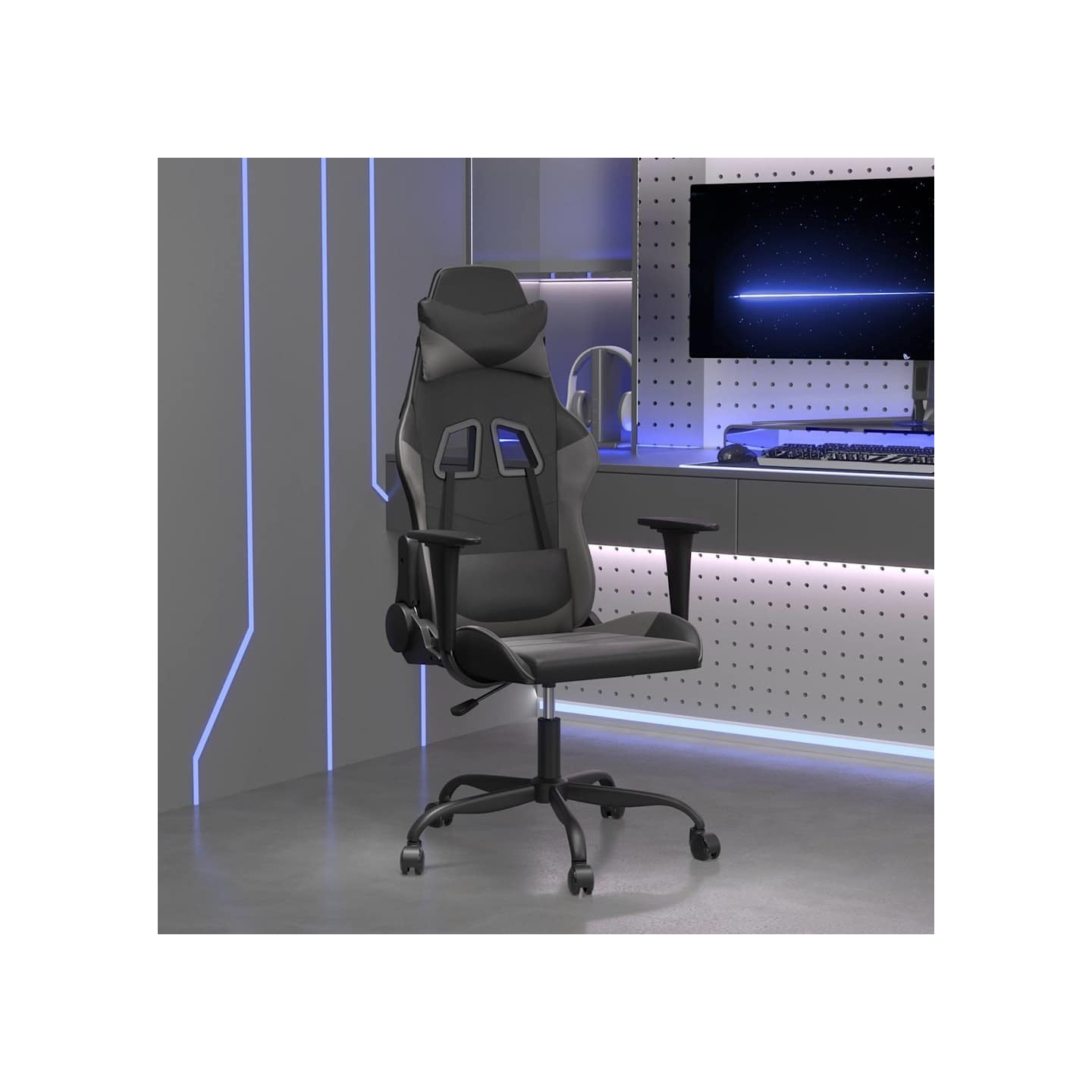 Chaise de jeu Noir et gris Similicuir