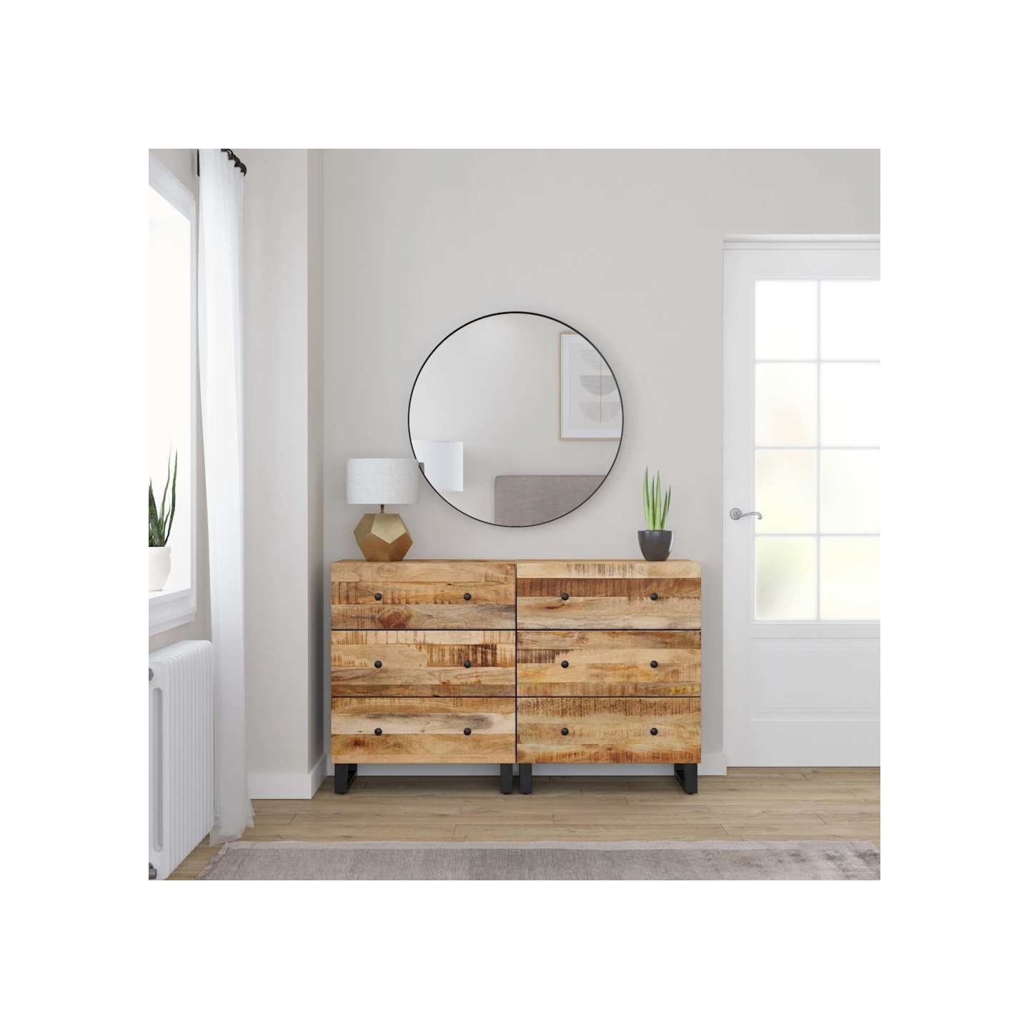 Buffets 2 pcs 60x33x75 cm Bois de manguier brut
