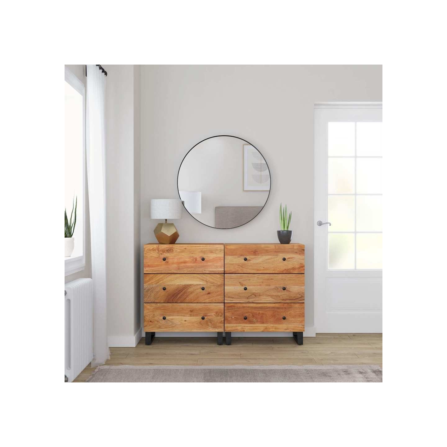 Buffets 2 pcs 60x33x75 cm bois massif d'acacia